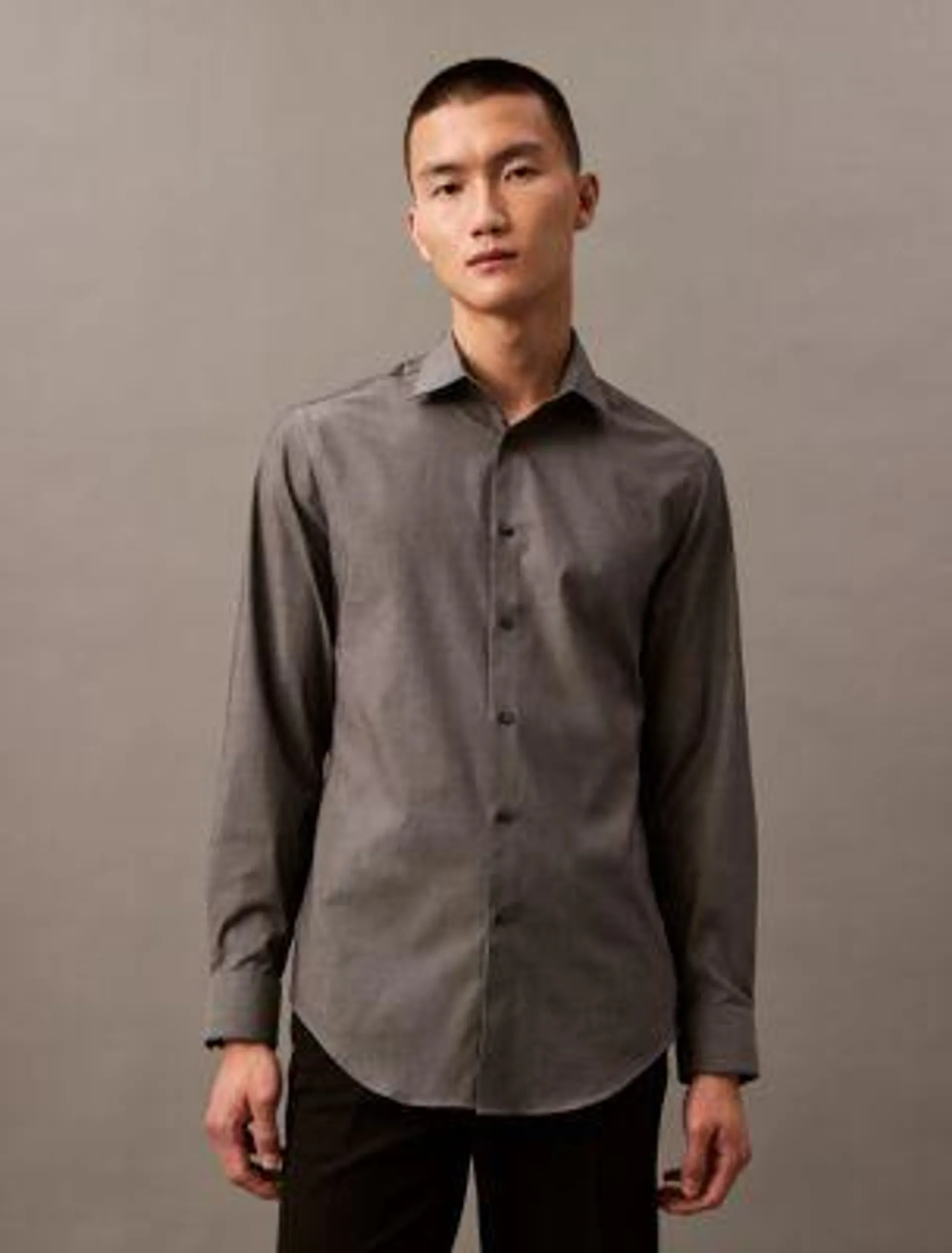 Steel Solid Slim Fit Button-Down Shirt