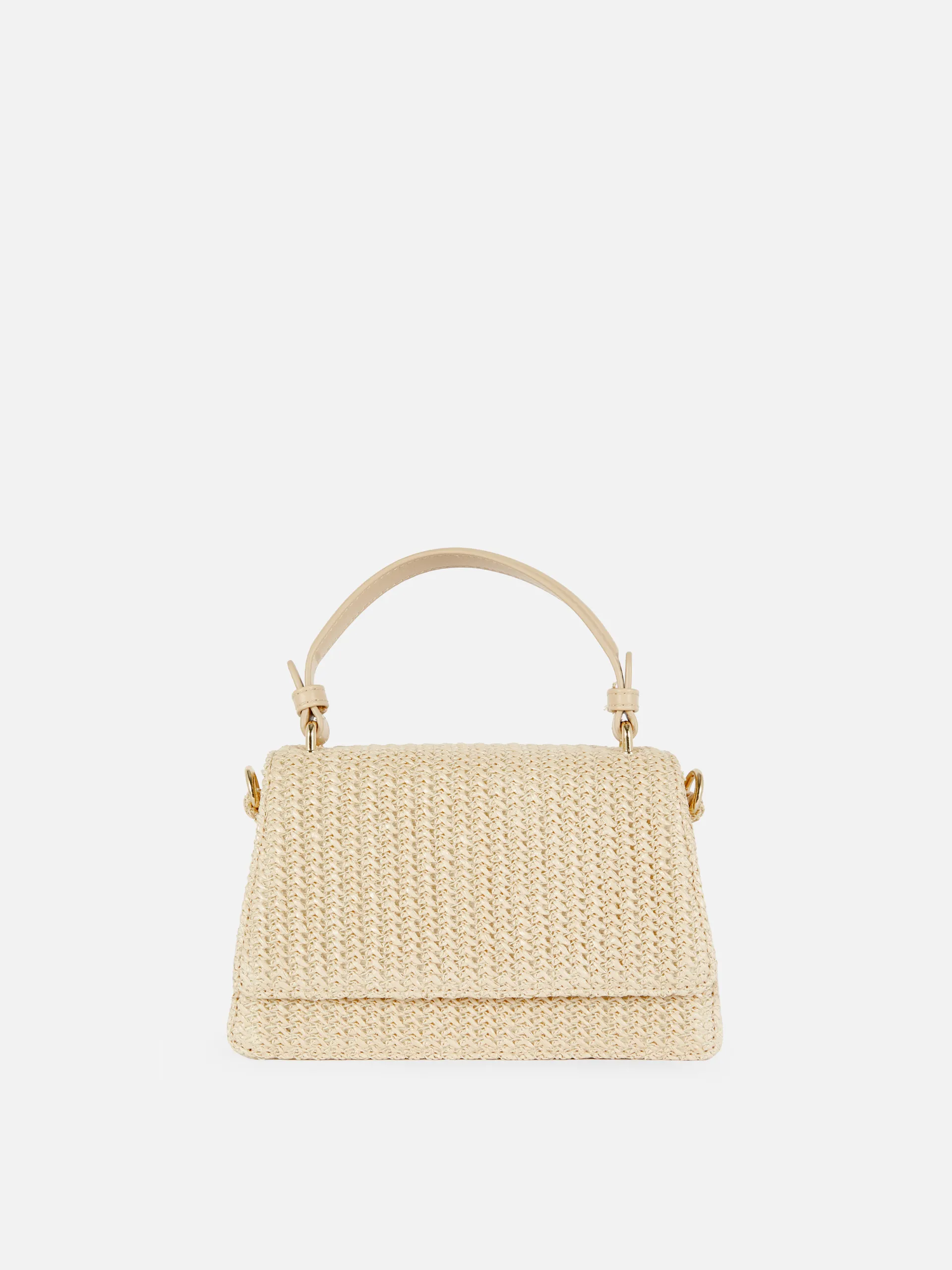 Straw Top Handle Crossbody Bag