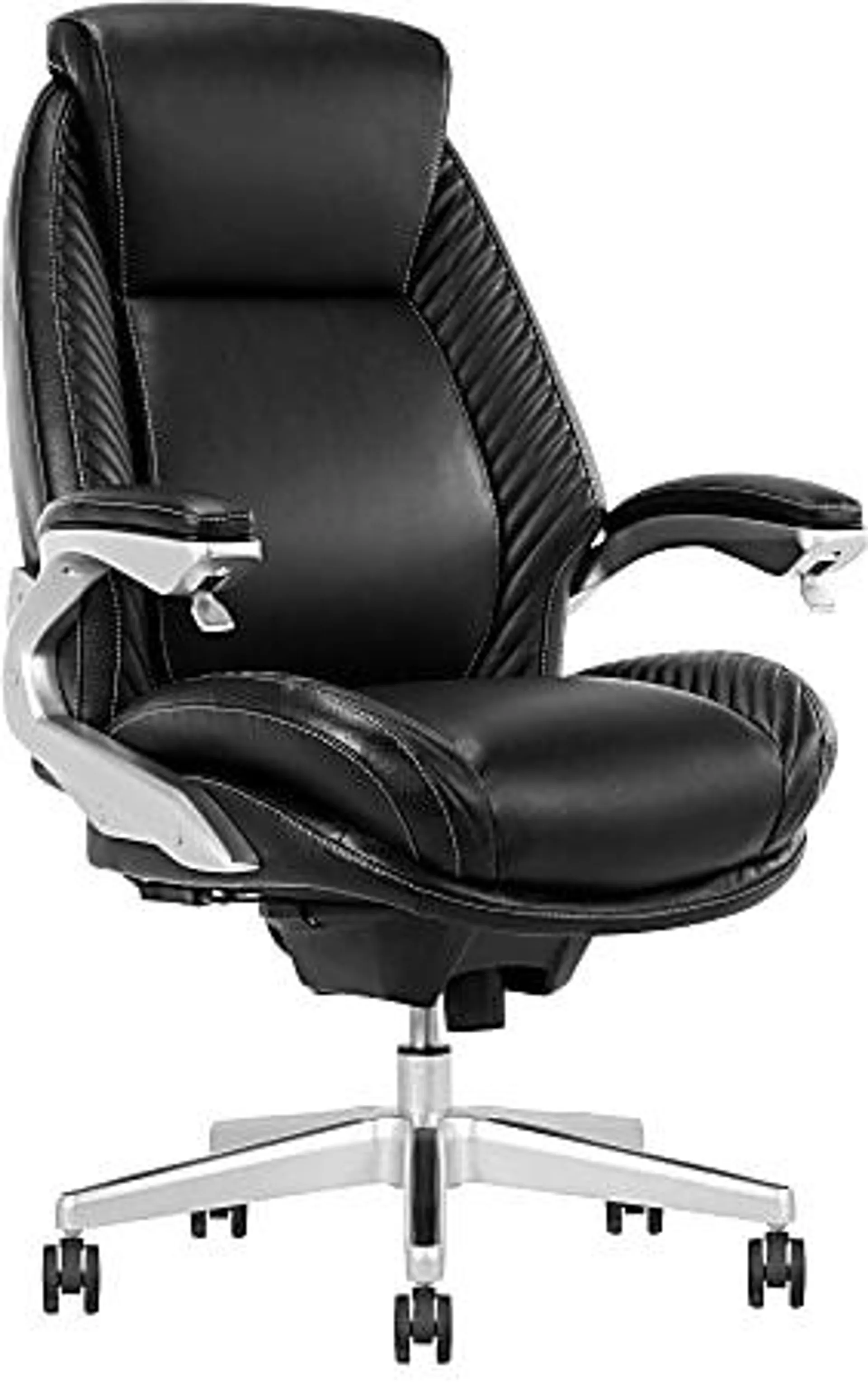 Serta® iComfort i6000 Ergonomic Bonded Leather High-Back Executive Office Chair, Black/Silver