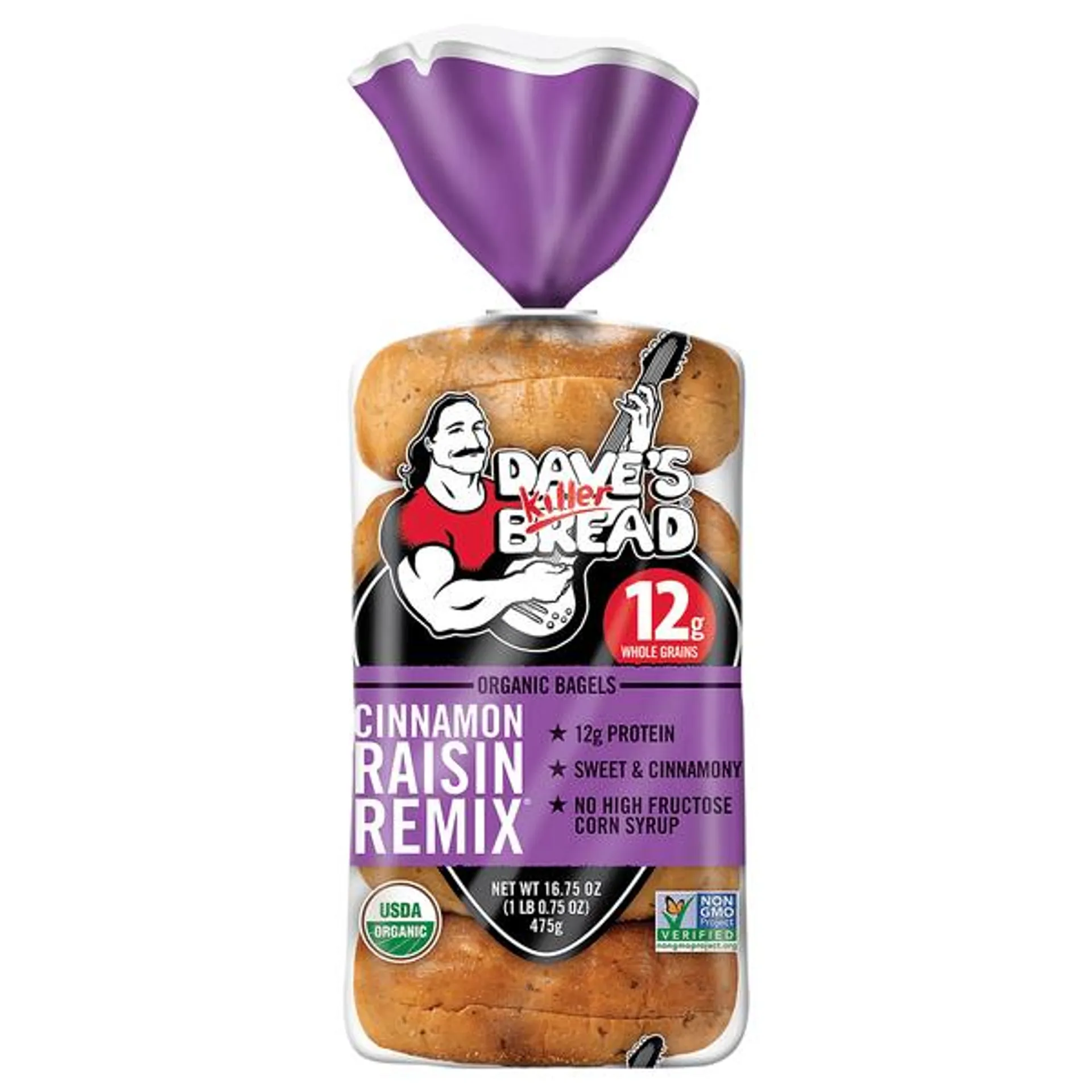 Dave's Killer Bread Cinnamon Raisin Remix Bagels, Organic Cinnamon Raisin Bagels 5Ct