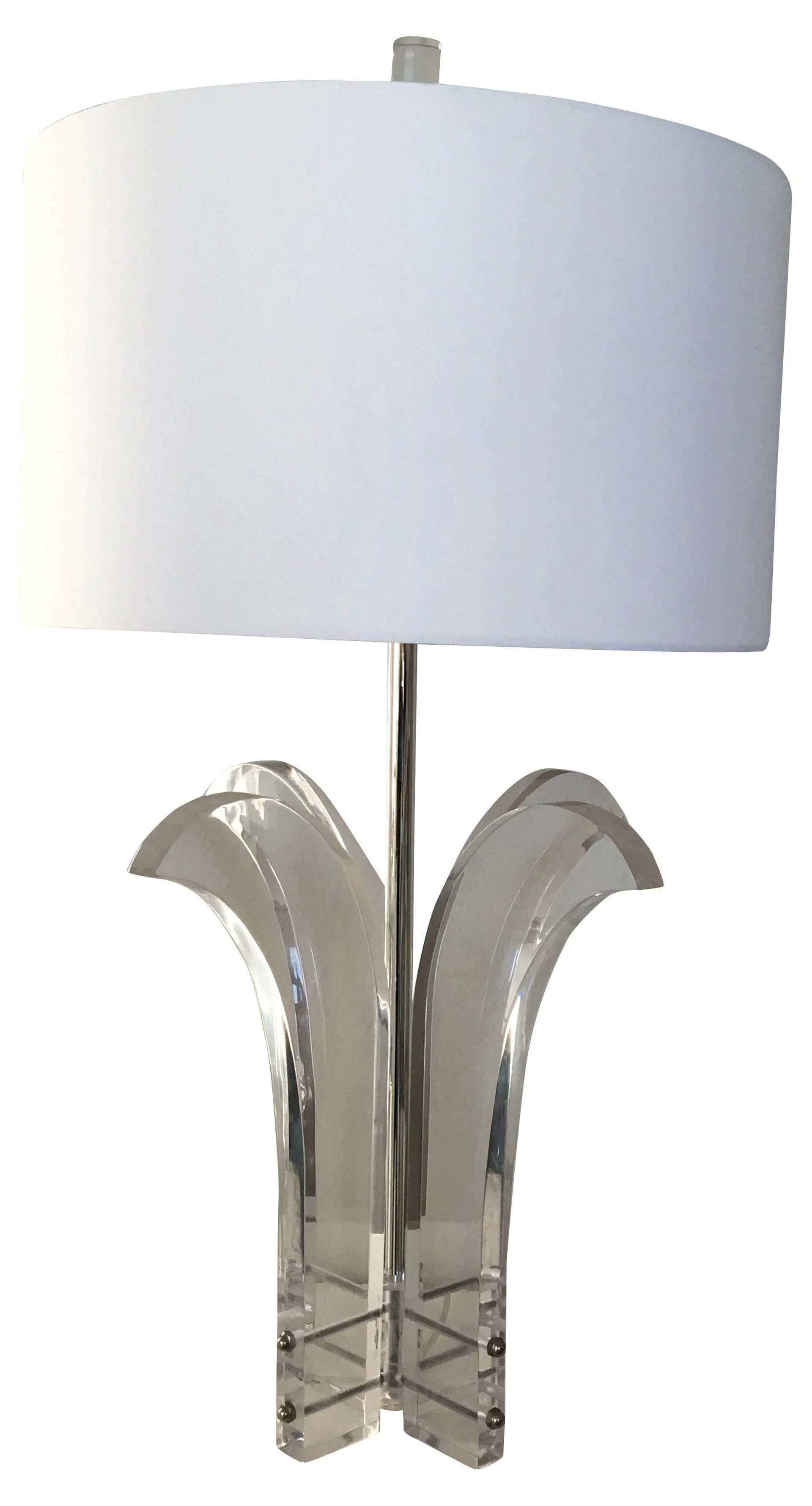 Lucite Palm Lamp & Shade