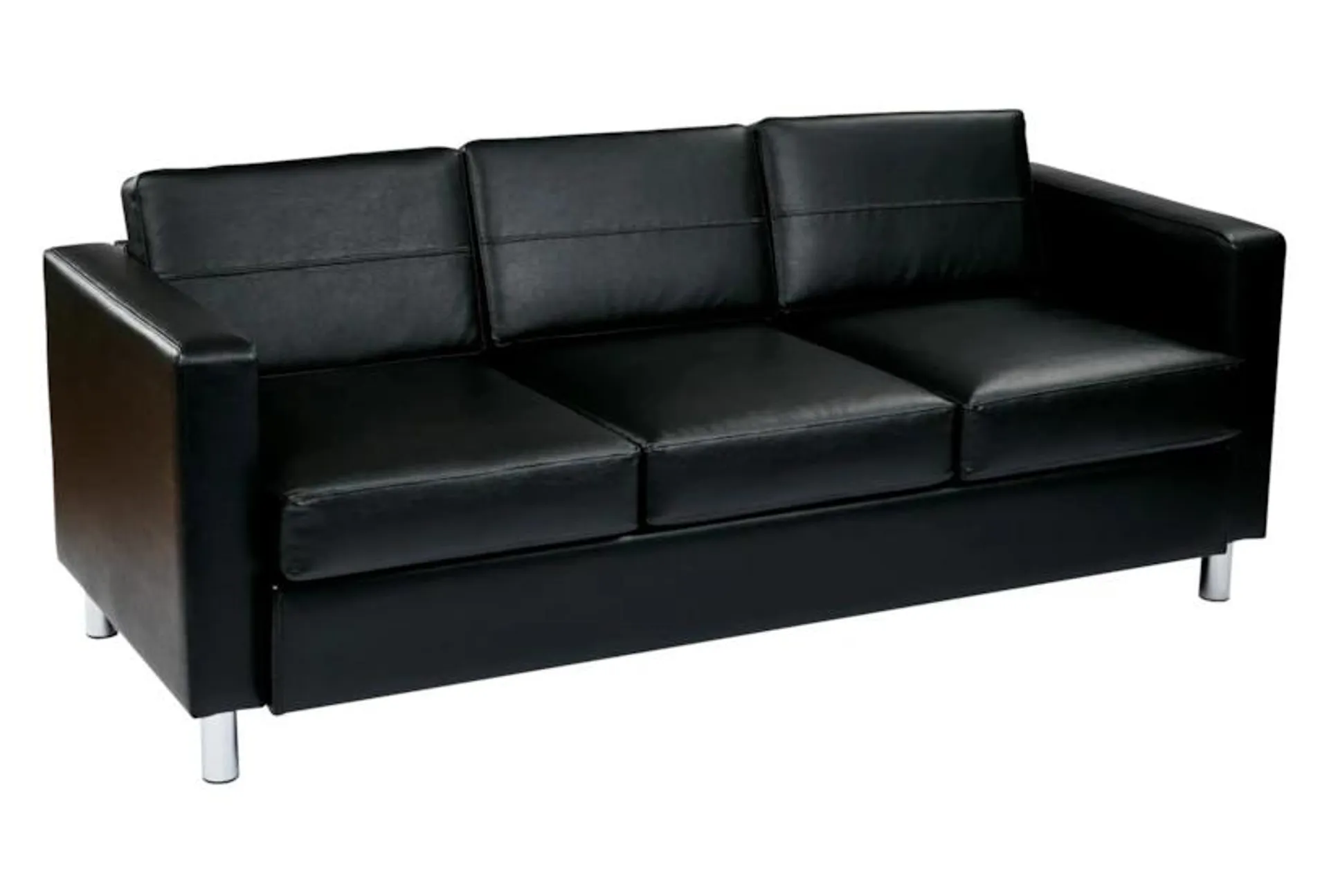 Pacific Black Faux Leather 73" Sofa