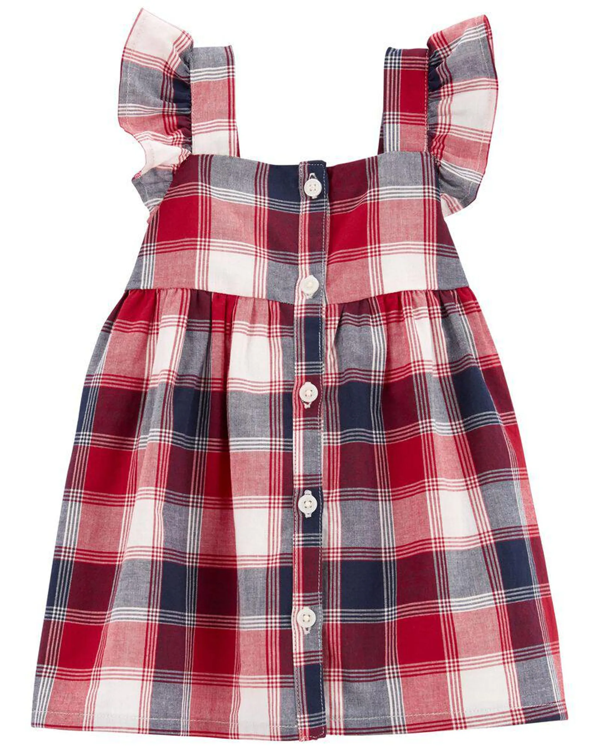 Baby Plaid Button-Front Picnic Dress
