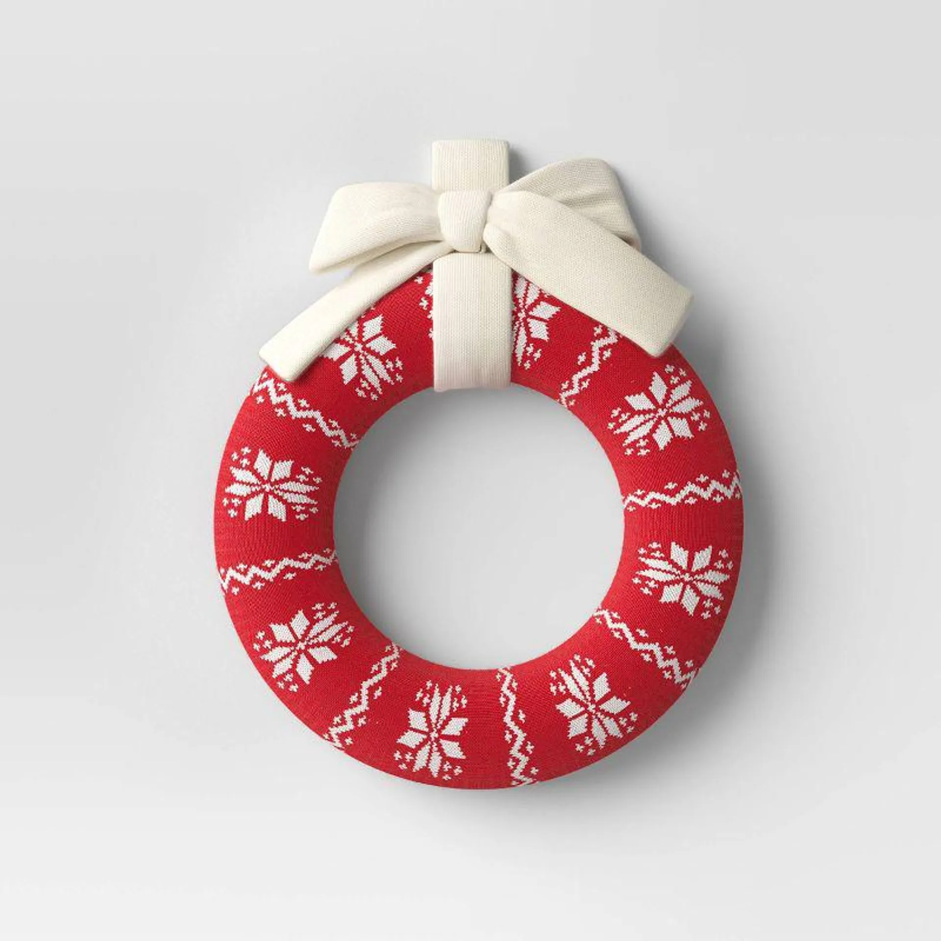 16" Knit Fair Isle Christmas Decorative Wreath Red/White - Wondershop™