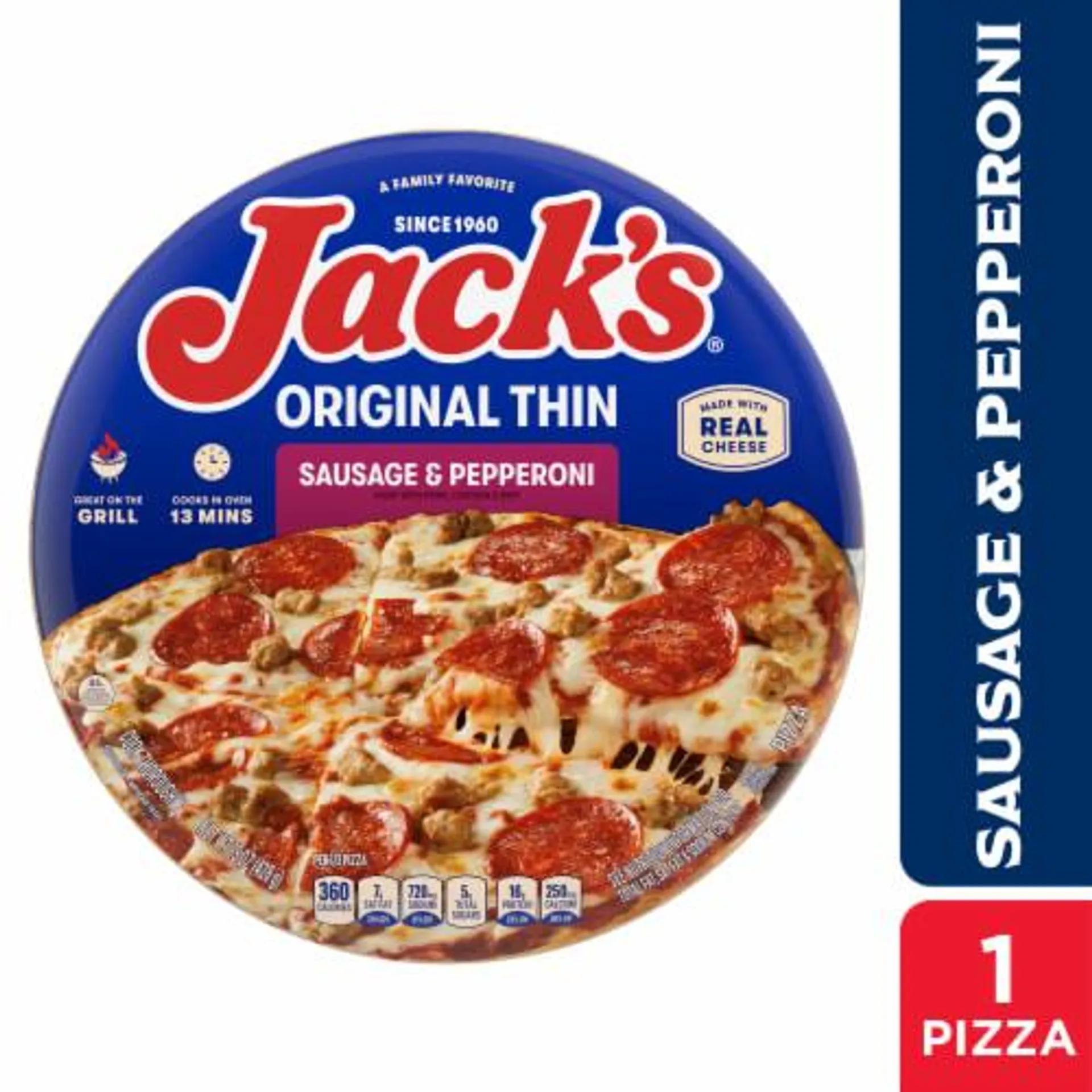 Jack's® Original Thin Crust Sausage and Pepperoni Frozen Pizza