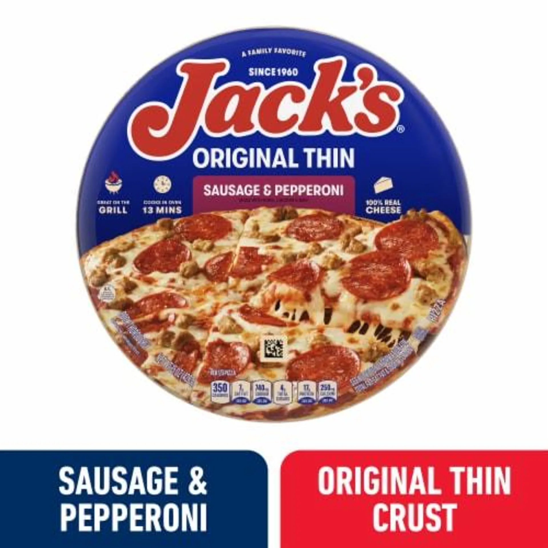 Jack's Sausage and Pepperoni Thin Crust Frozen Pizza