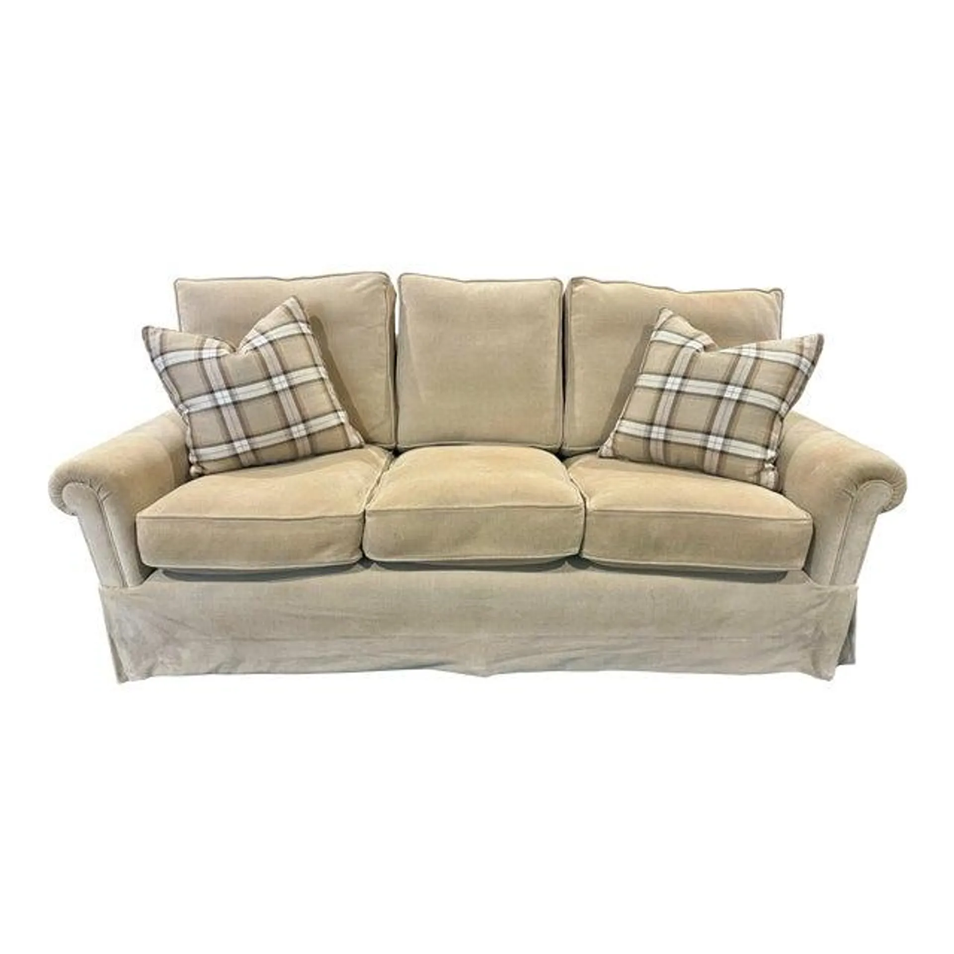 George Smith Bespoke Three Cushion Scroll Arm Sofa With Skirt