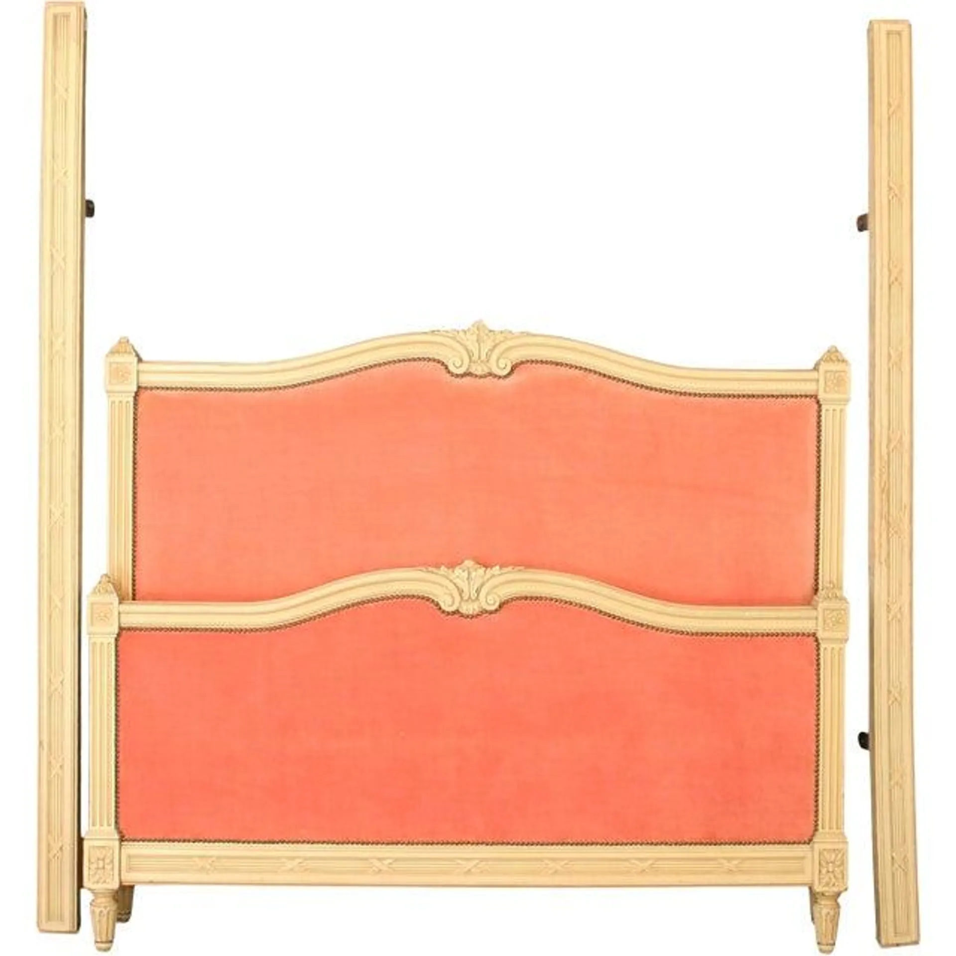 1920 French Bed Full-Sized Louis XVI Cream Wood