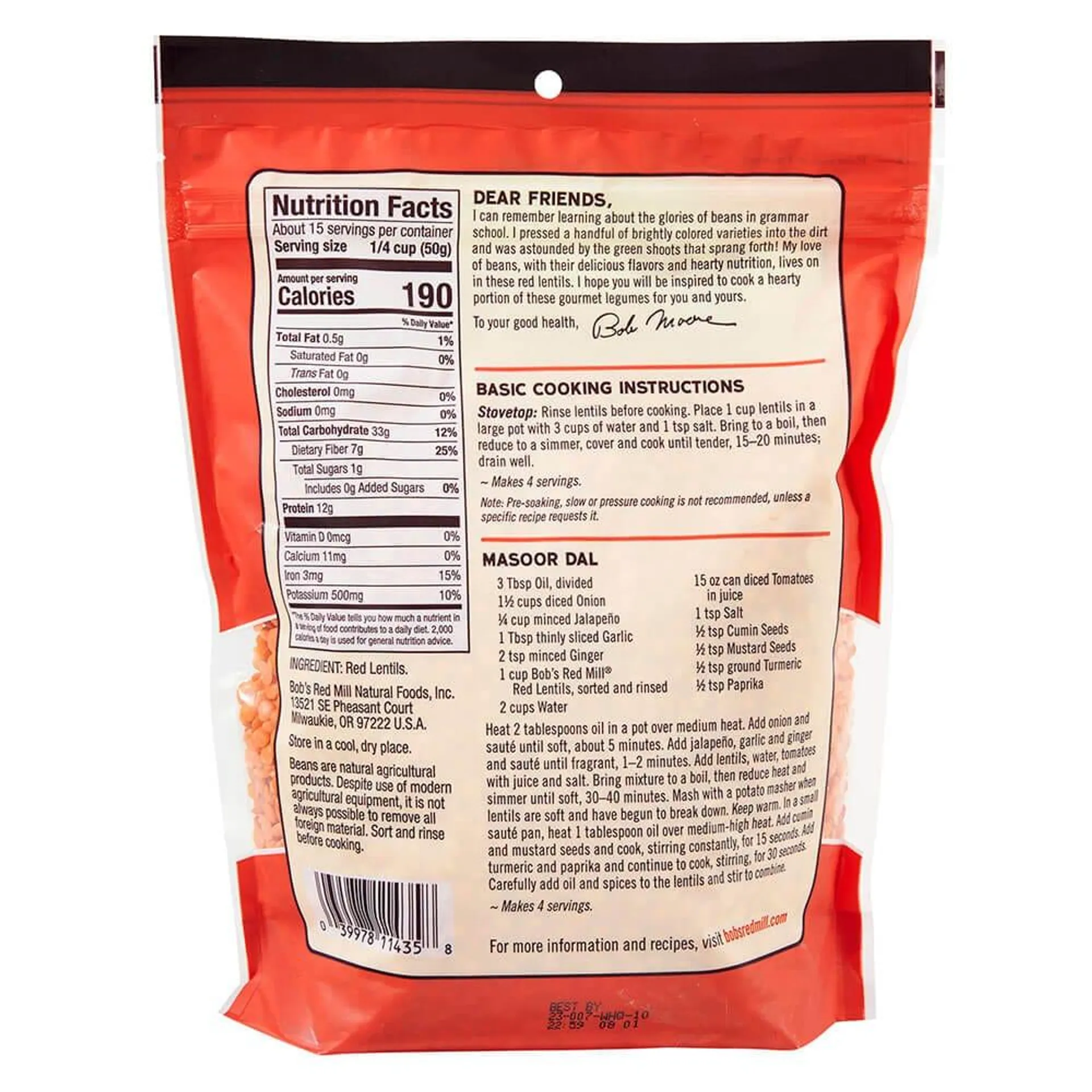 Bob’s Red Mill Red Lentils, 27 oz