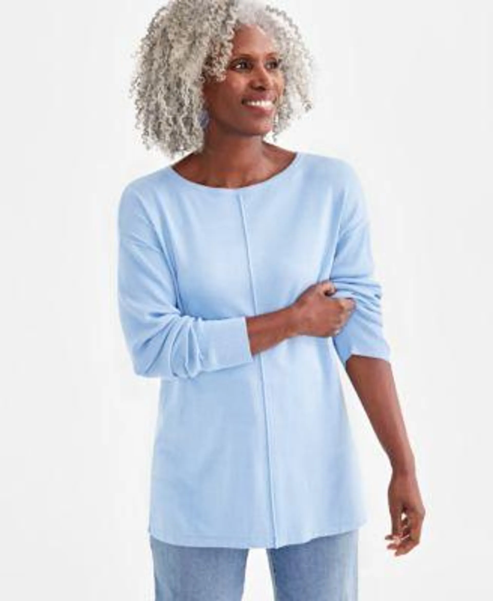 Women's Seam-Front Boat-Neck Tunic Sweater, Created for Macy's