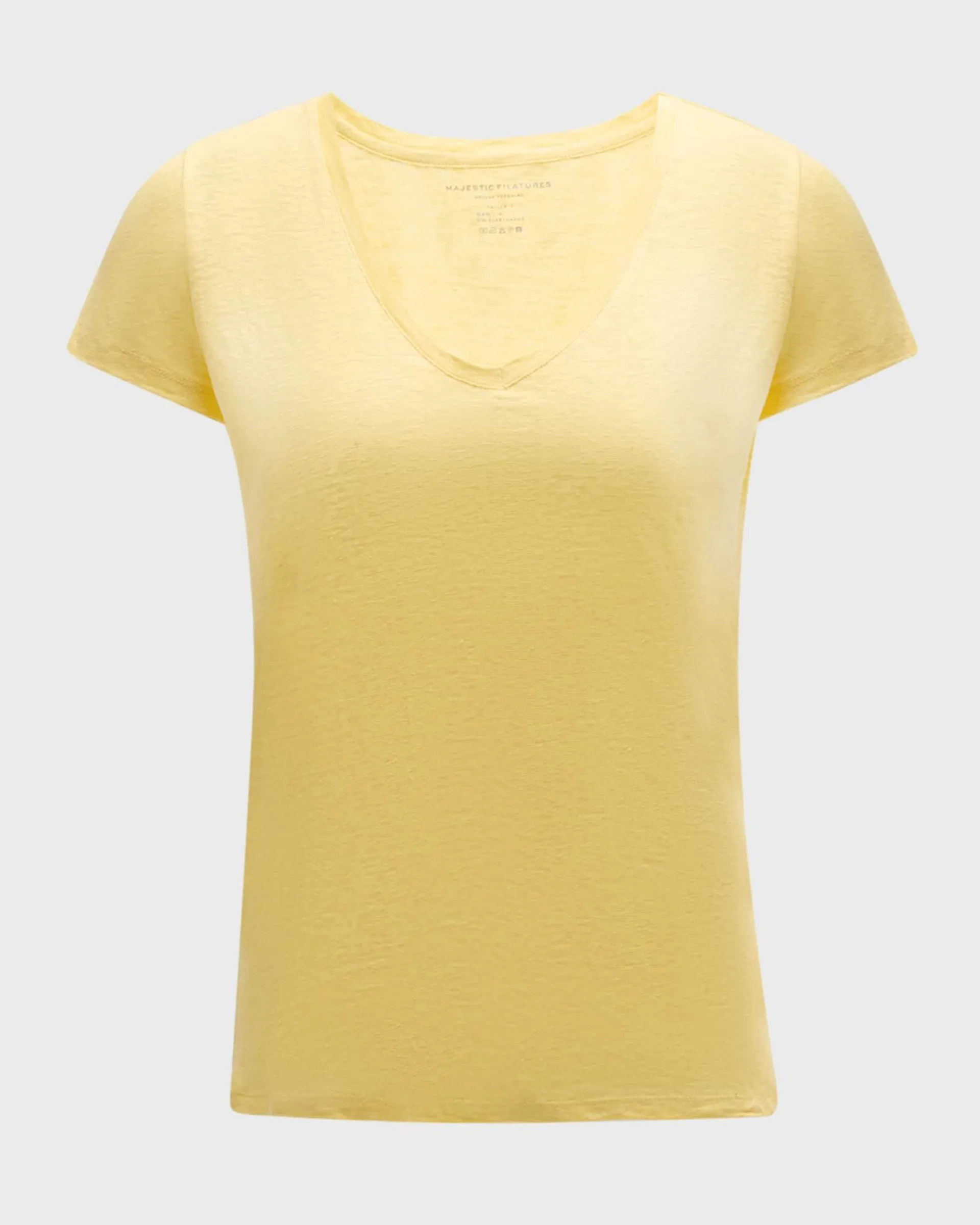 V-Neck Short-Sleeve Stretch Linen T-Shirt