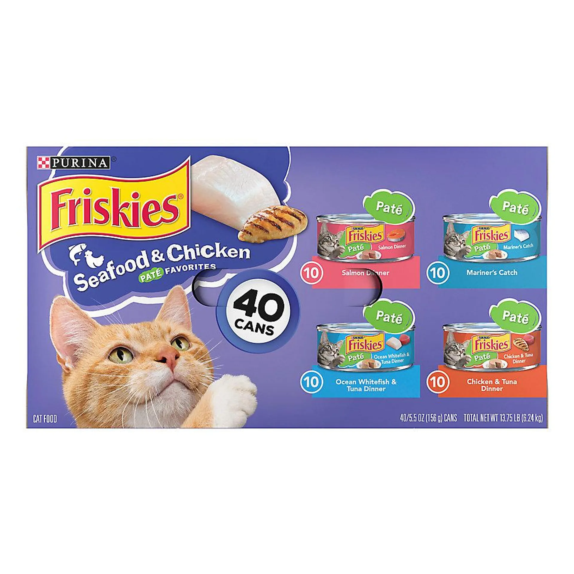 Purina® Friskies® Seafood & Chicken Adult Cat Wet Food - Variety Pack, 40 Ct, 220 OZ