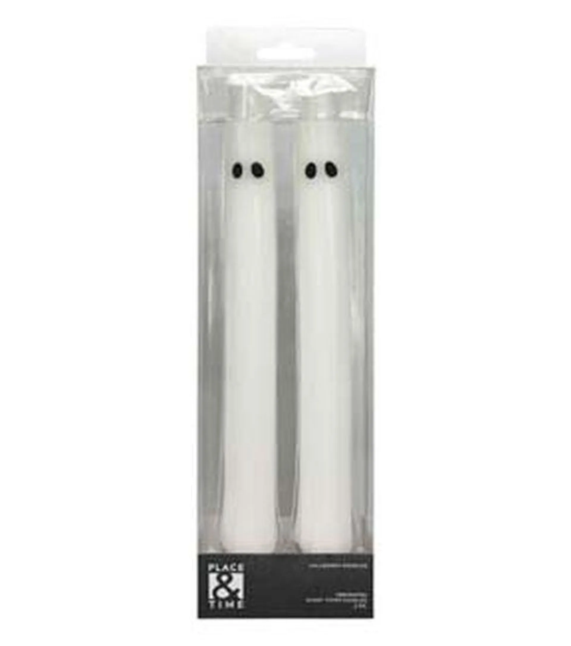 10" Halloween Unscented White Ghost Taper Candles 2pk by Place & Time