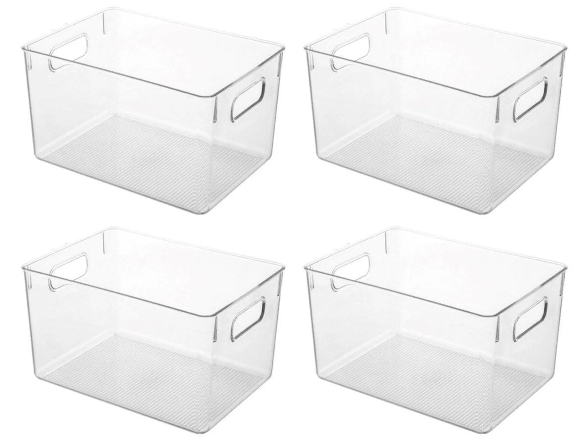 MPM 4 Packs Transparent Plastic Bins Storage Box, Deep Plastic Bins, Great Organization for Home Storage, Kitchen Cabinet, Pantry, Refrigerator Fridge Organizer