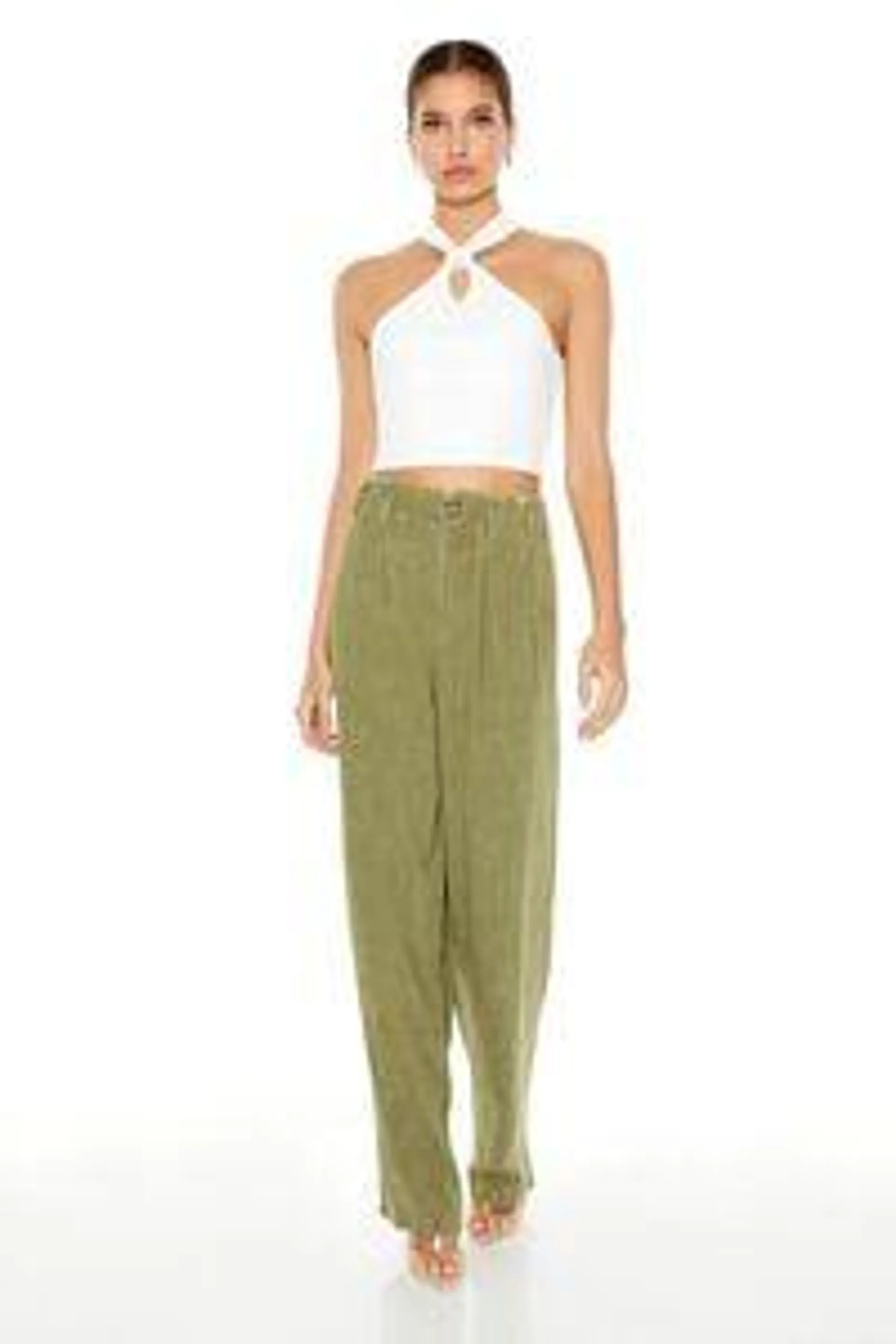 High-Rise Straight Trouser Pants