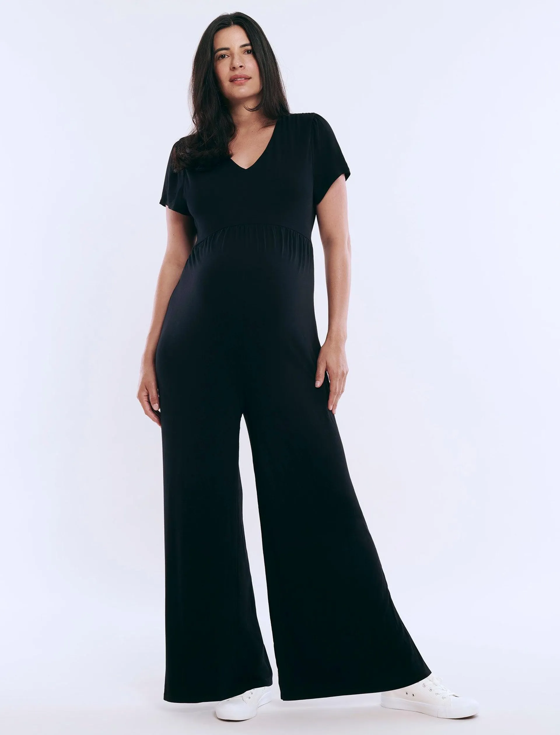 Short Sleeve V-Neck Jumpsuit