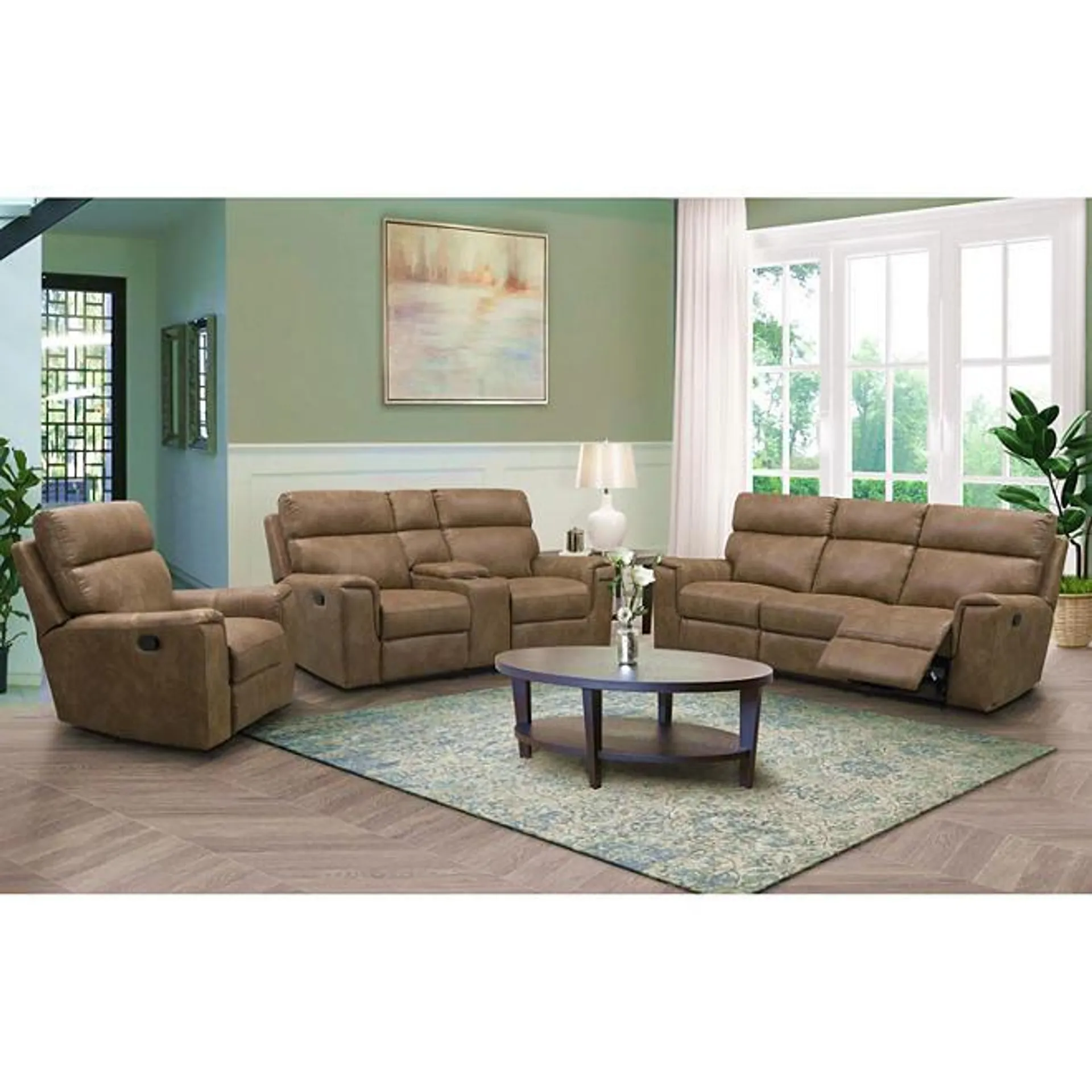 Denver Fabric 3-Piece Reclining Sofa Set, Assorted Colors