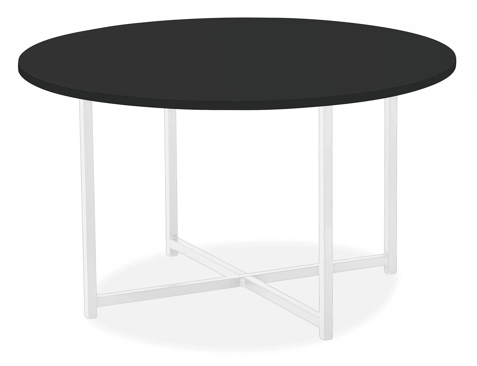 Classic 27 diam 20h Round End Table w/White Base & Black HDPE Top