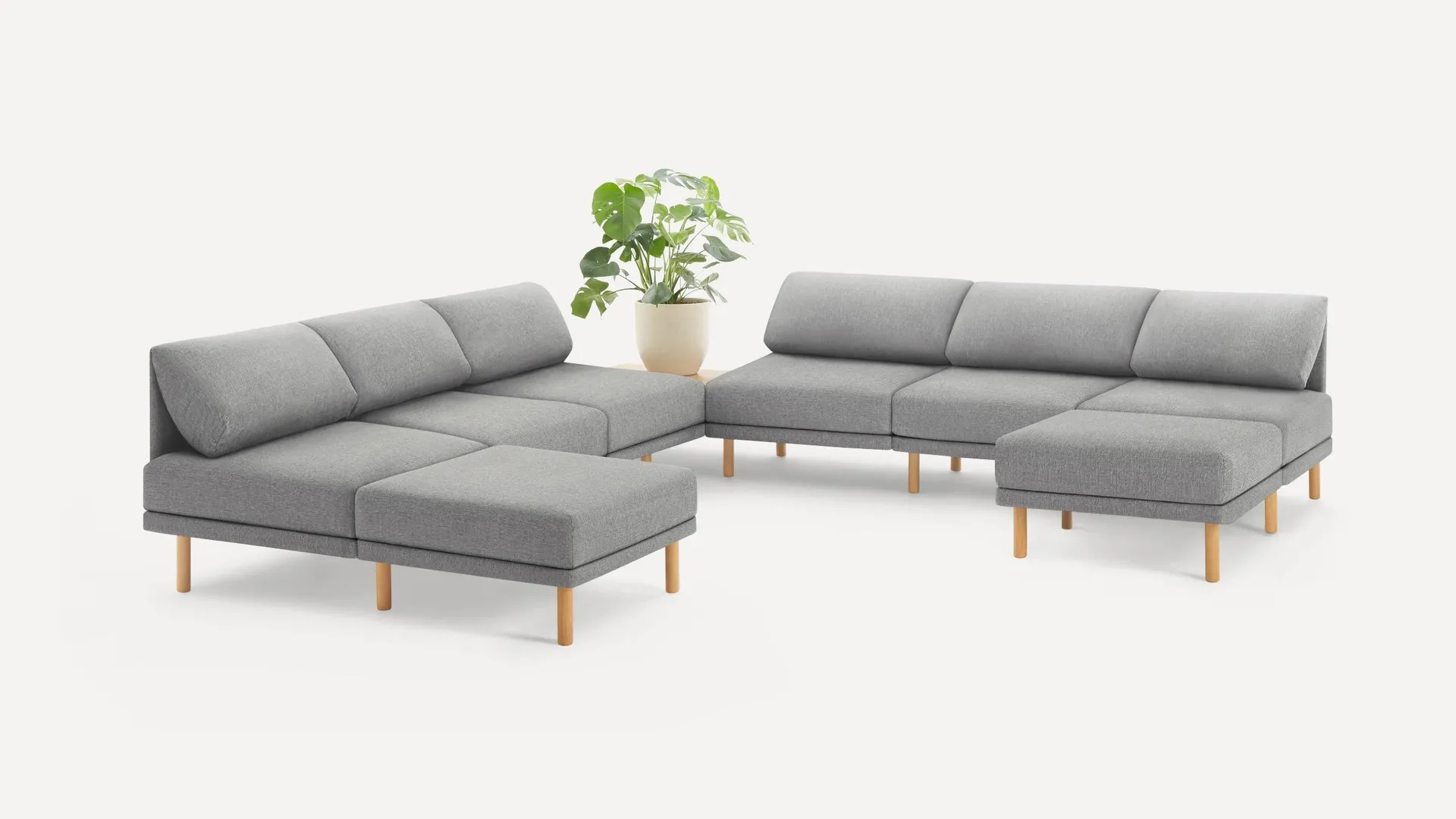 Range 8-Piece Open Sectional Double Lounger with Corner Table