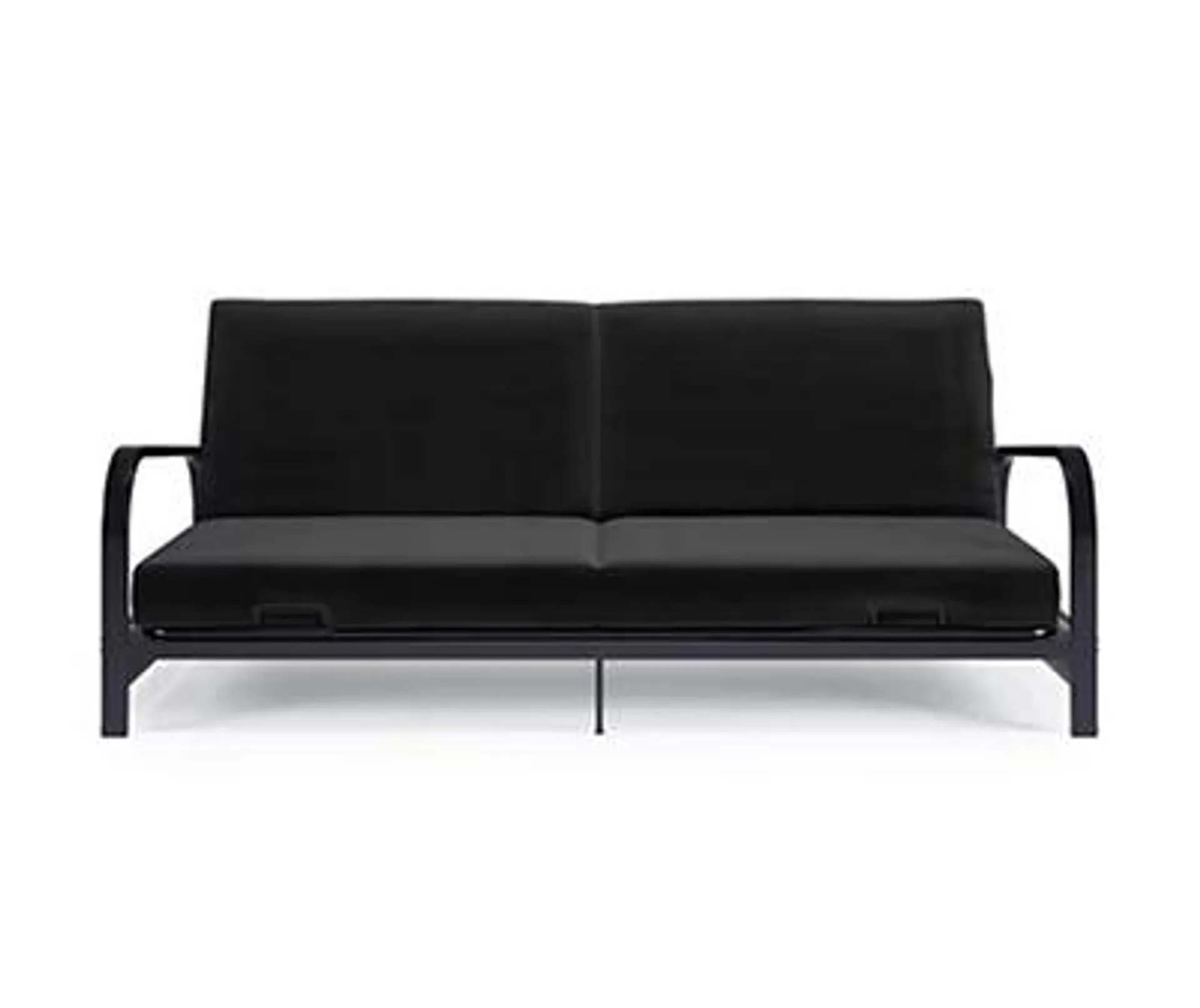 Elbern Black Metal Futon with Black Microfiber Cover