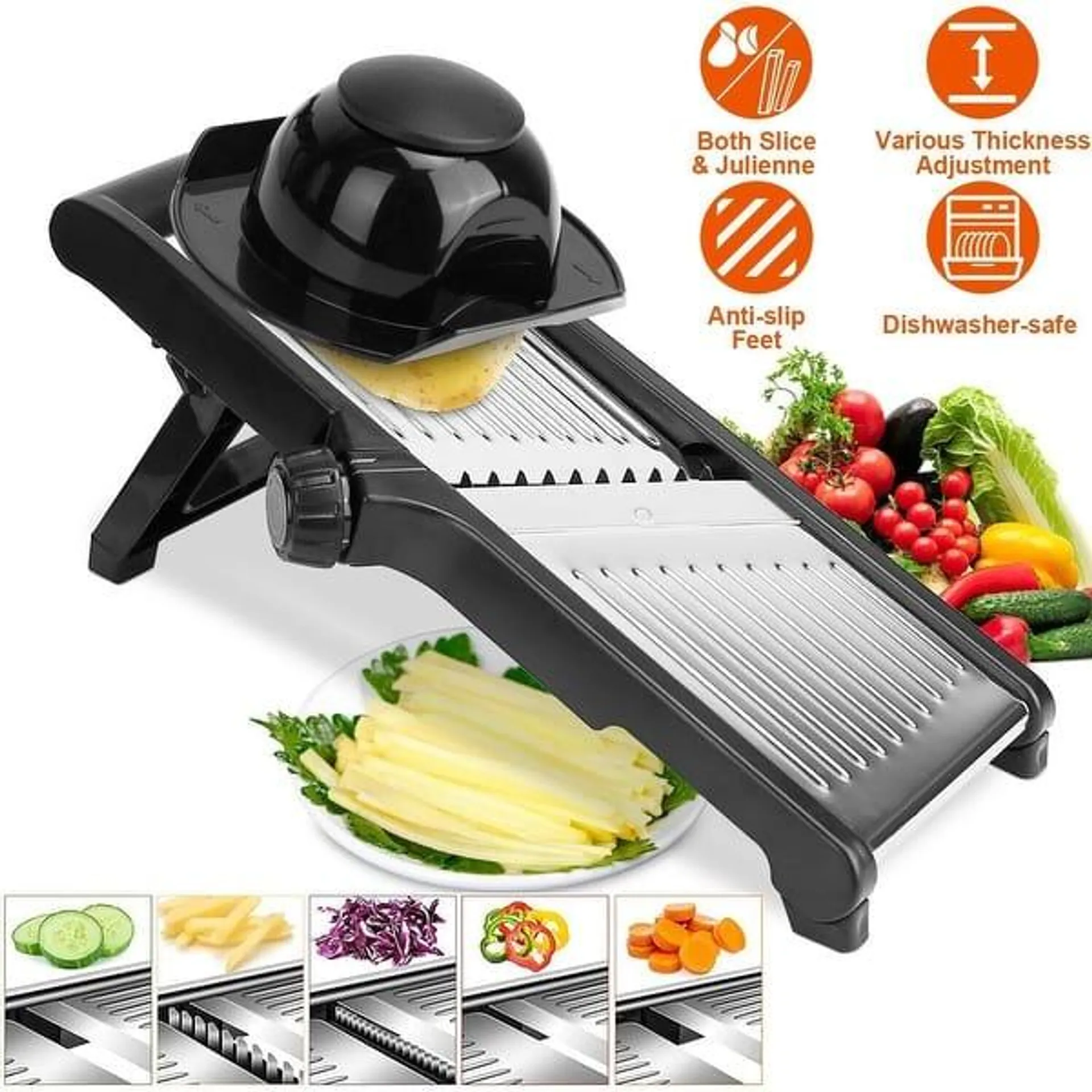 Stainless Steel Mandoline Food Slicer in Black