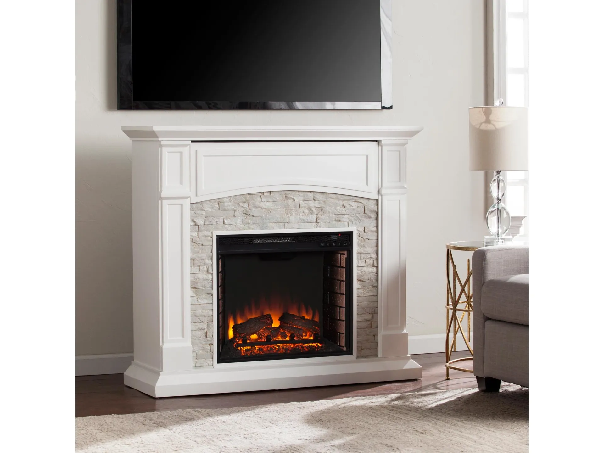 Southern Enterprises Furniture Brennax Electric Media Fireplace