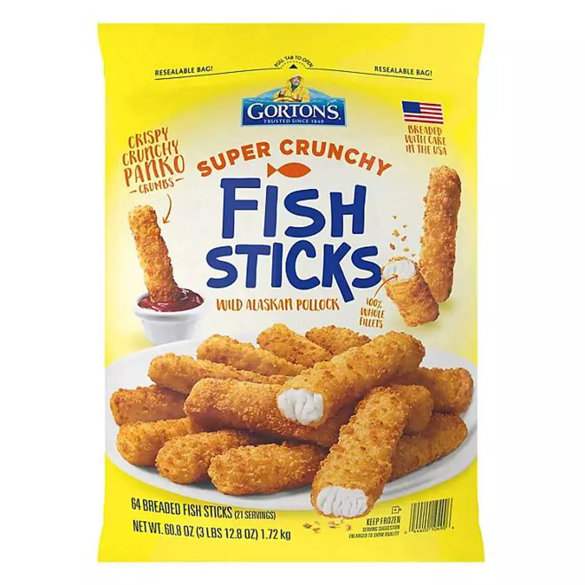 Gorton’s Super Crunchy Fish Sticks, Frozen (64 ct.)