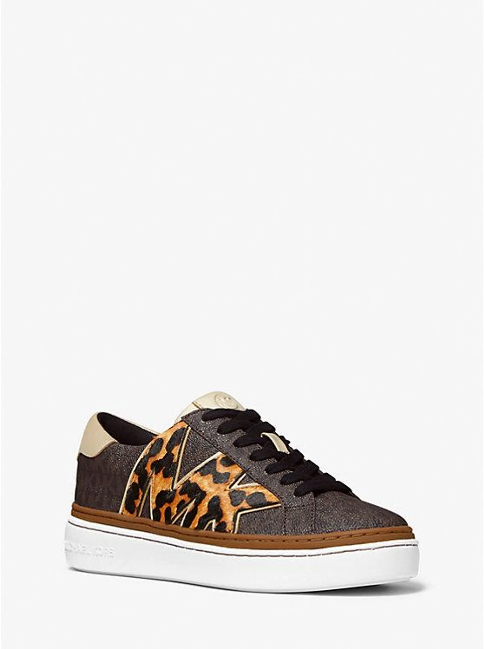 Chapman Logo and Leopard Print Calf Hair Sneaker