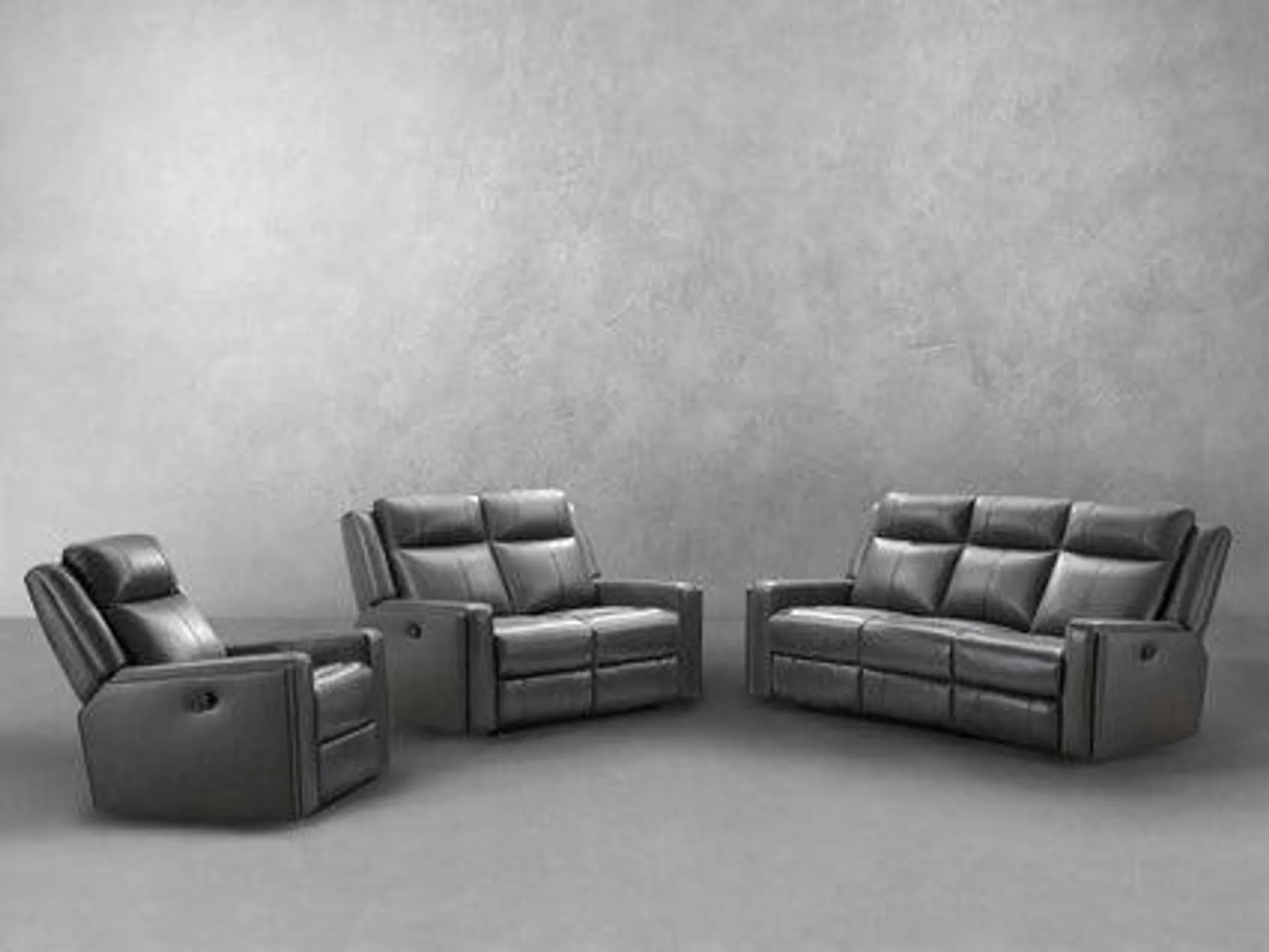 Rhodes 3-pc Top-Grain Leather Manual Reclining Set