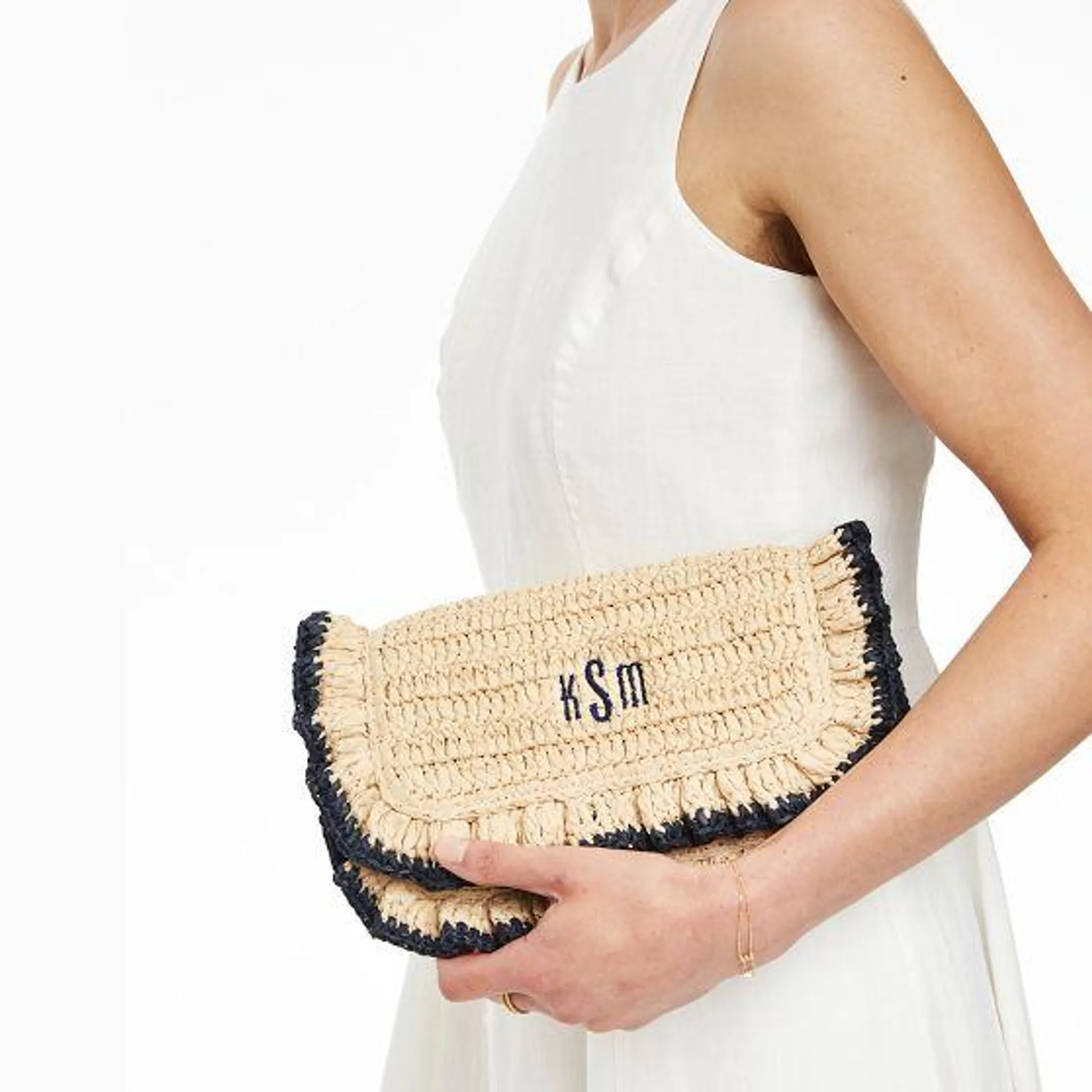 Sofia Ruffle Raffia Crossbody Bag