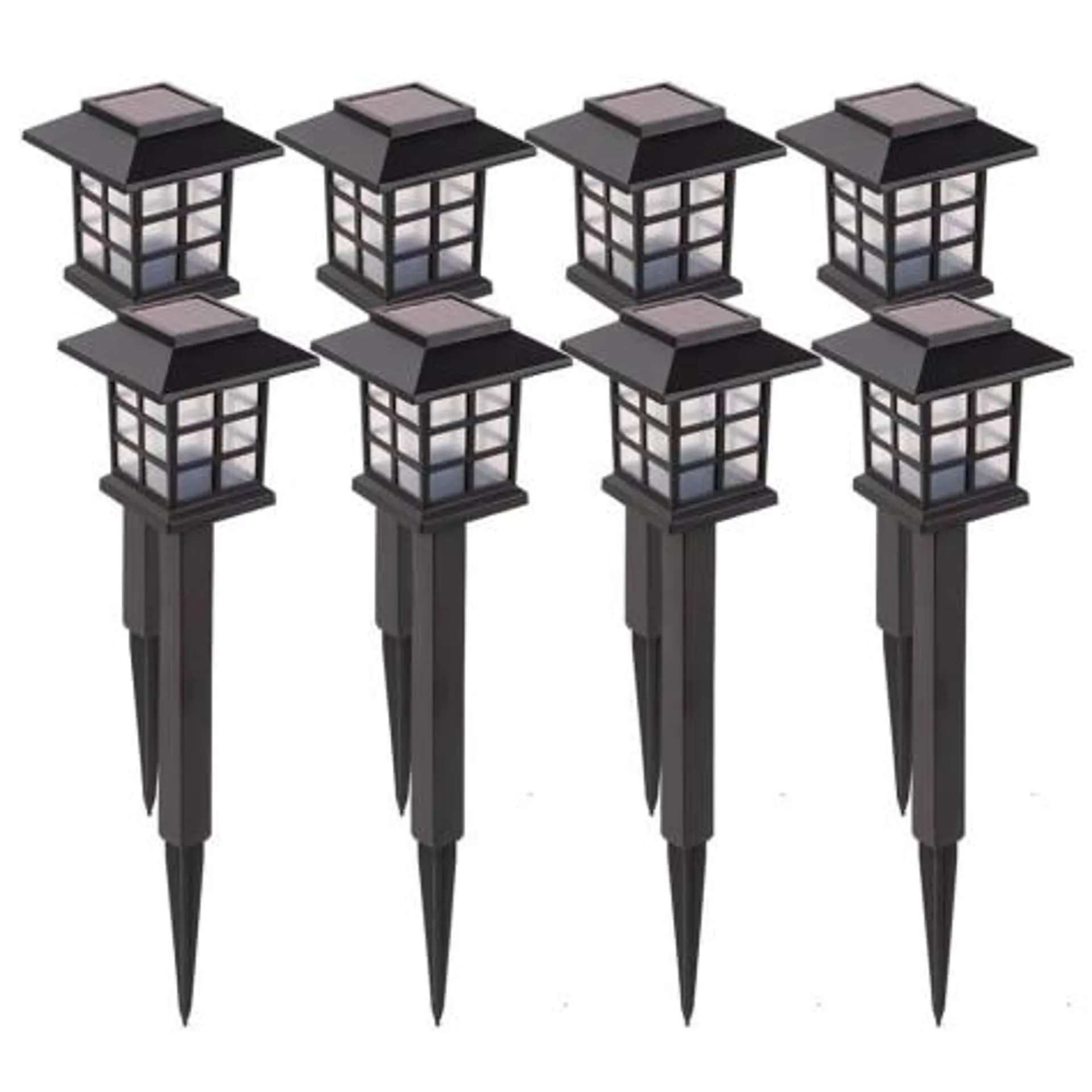 Laurel Canyon Square Solar Pathway Lights, 8-Pack, Black