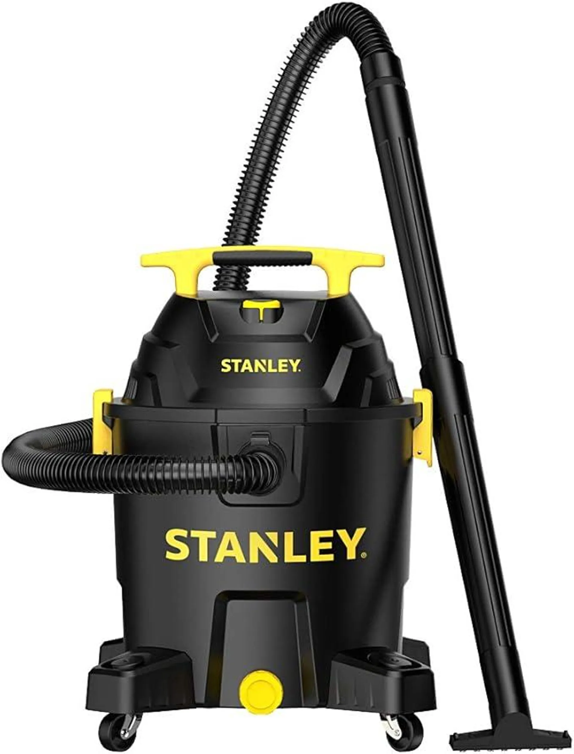 STANLEY 10 Gallon Wet Dry Vacuum, 6 Peak HP Poly Built-in Drain Shop Vac Blower with Powerful Suction, Multifunctional Shop Vacuum Cleaner