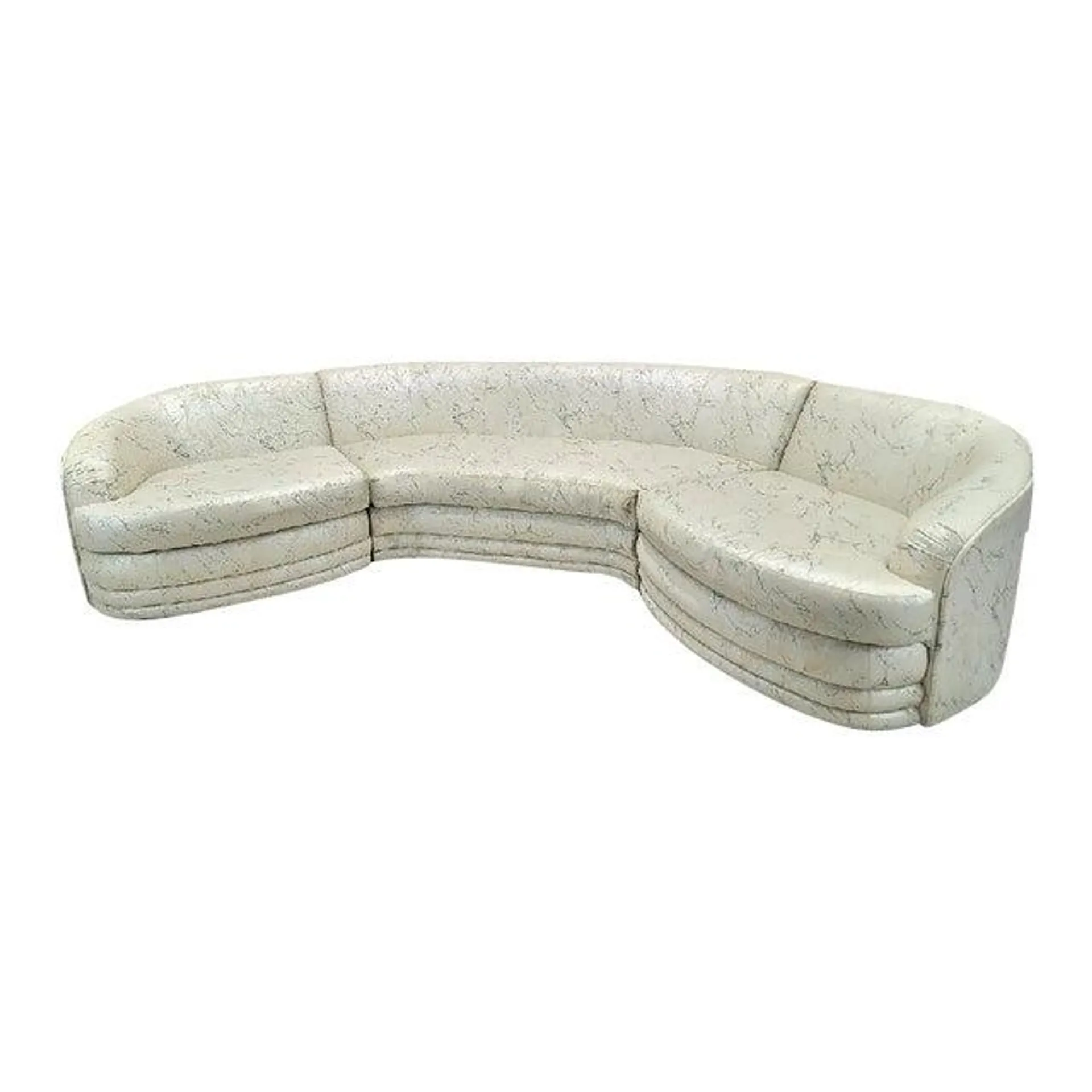 Late 20th Century Vintage Postmodern Kagan Style Three Piece Curved Ribbed Base Sectional Sofa Styled After Directional