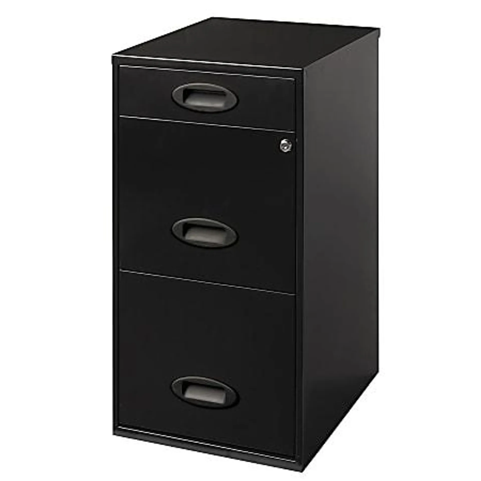 Realspace 18"D SOHO 3-Drawer Organizer Vertical Letter-Size File Cabinet, Black