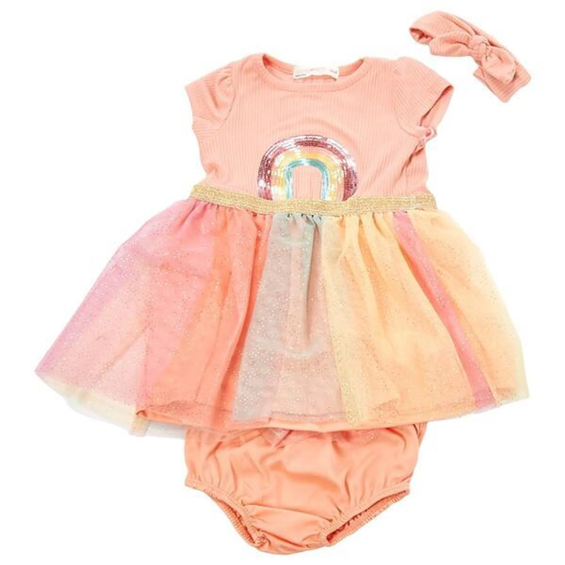 Baby Girl (12-24M) 3pc. Young Hearts Rainbow Sparkle Tutu Dress