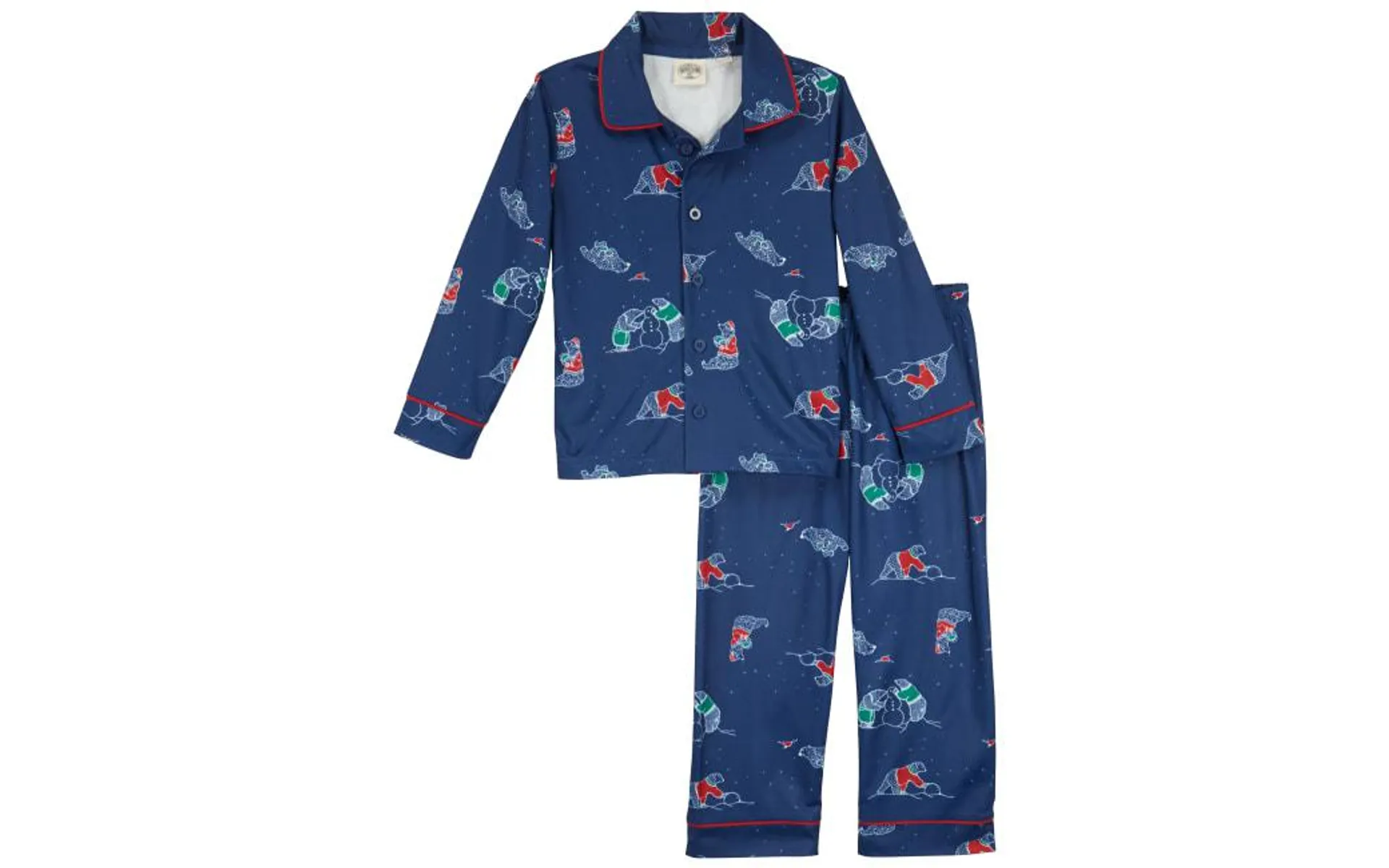 Outdoor Kids Holiday Bear and Snowmen Long-Sleeve Pajamas Set for Babies, Toddlers, or Kids