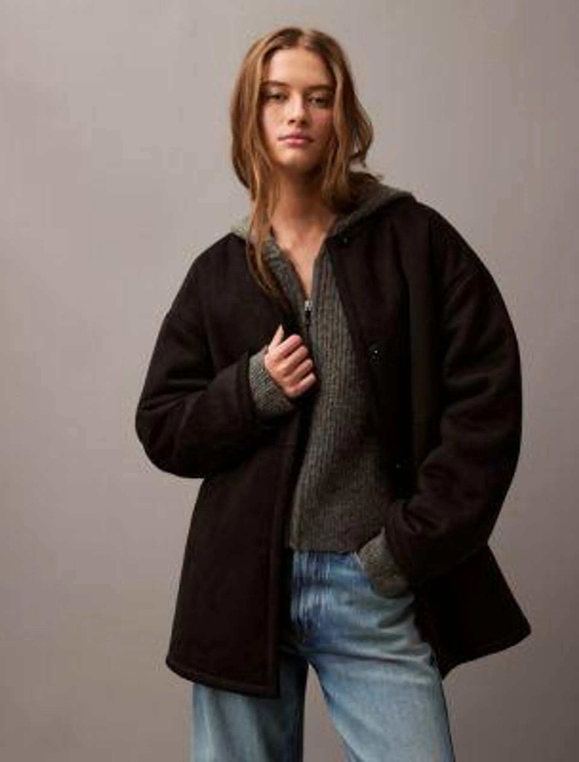 Faux Shearling Relaxed Coat