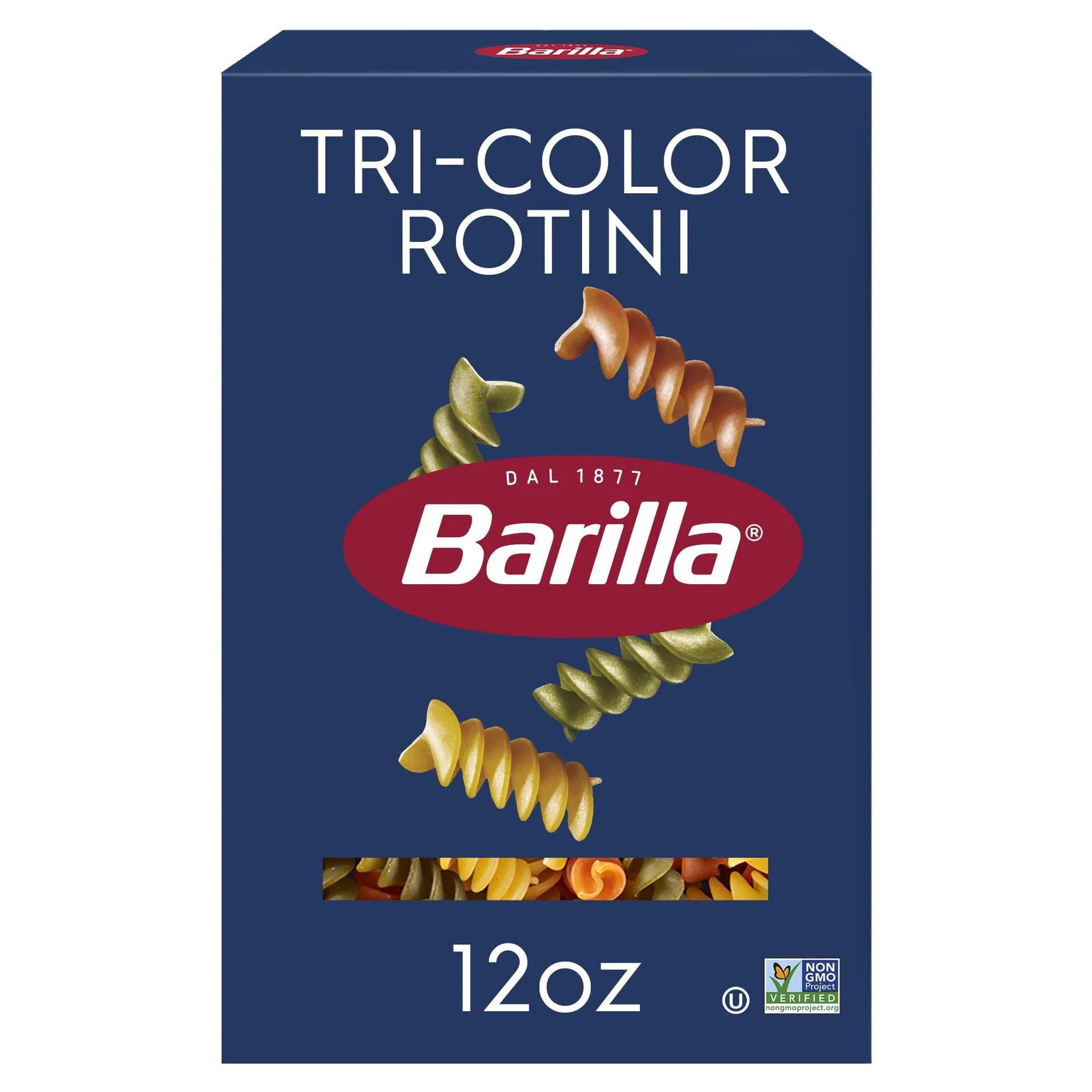 Barilla Classic Non-GMO, Kosher Certified Tri-Color Rotini Pasta, 12 oz