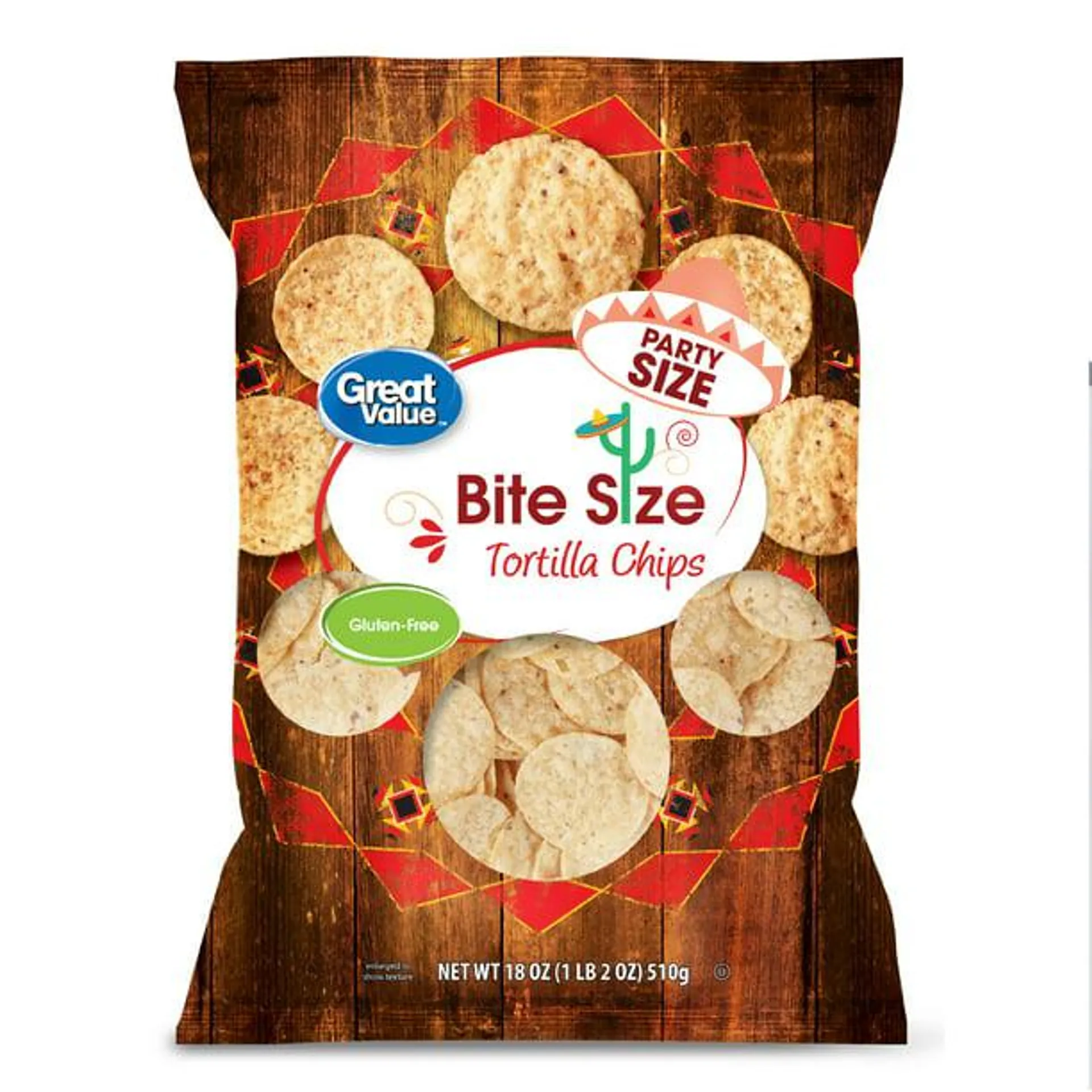 Great Value Bite Tortilla Chips Party Size, 18 oz