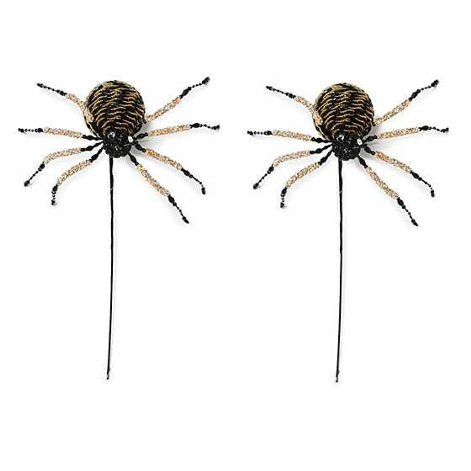 Gold Beaded Large Spider Picks, Set of 2