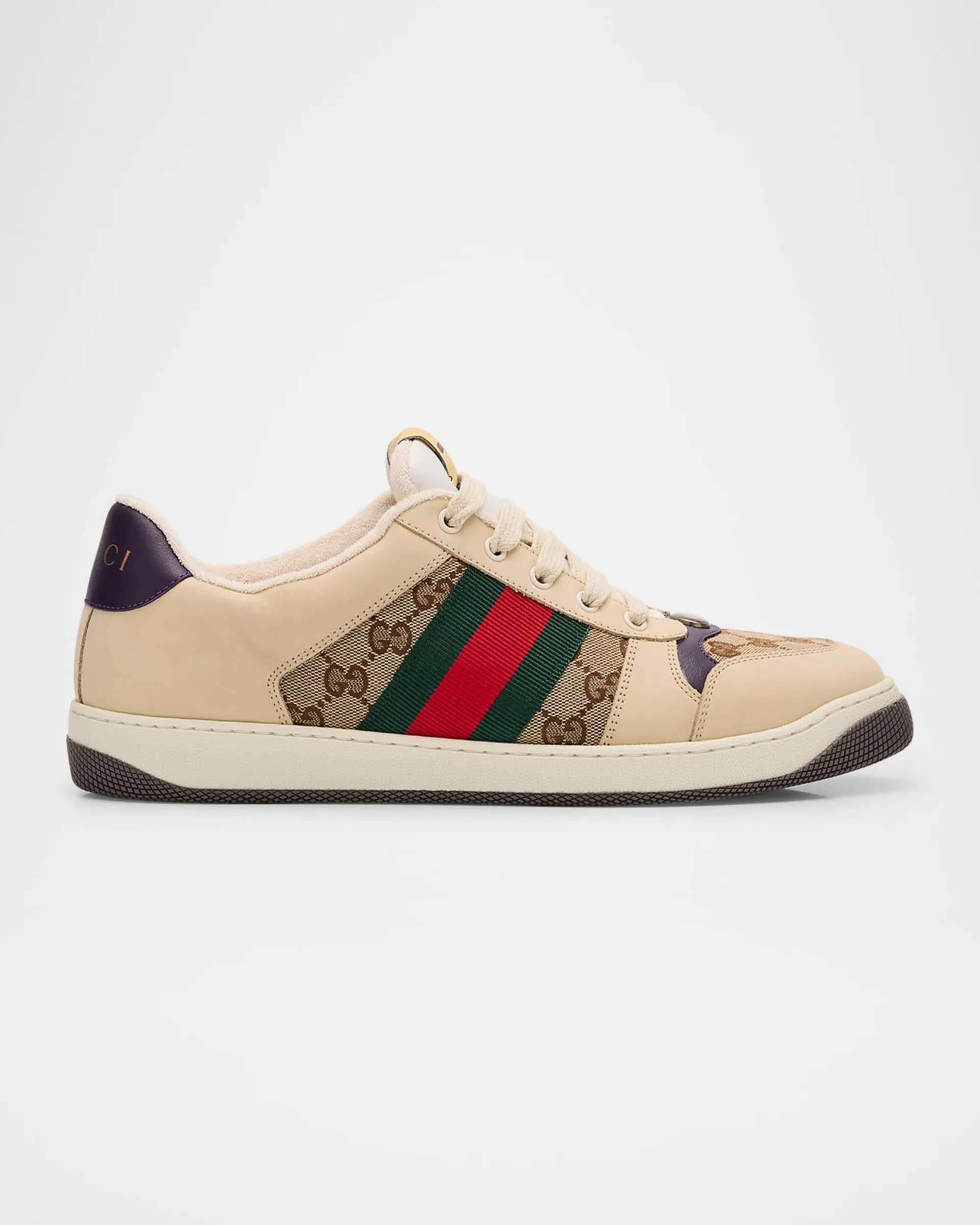 Men's Screener GG Canvas and Leather Sneakers