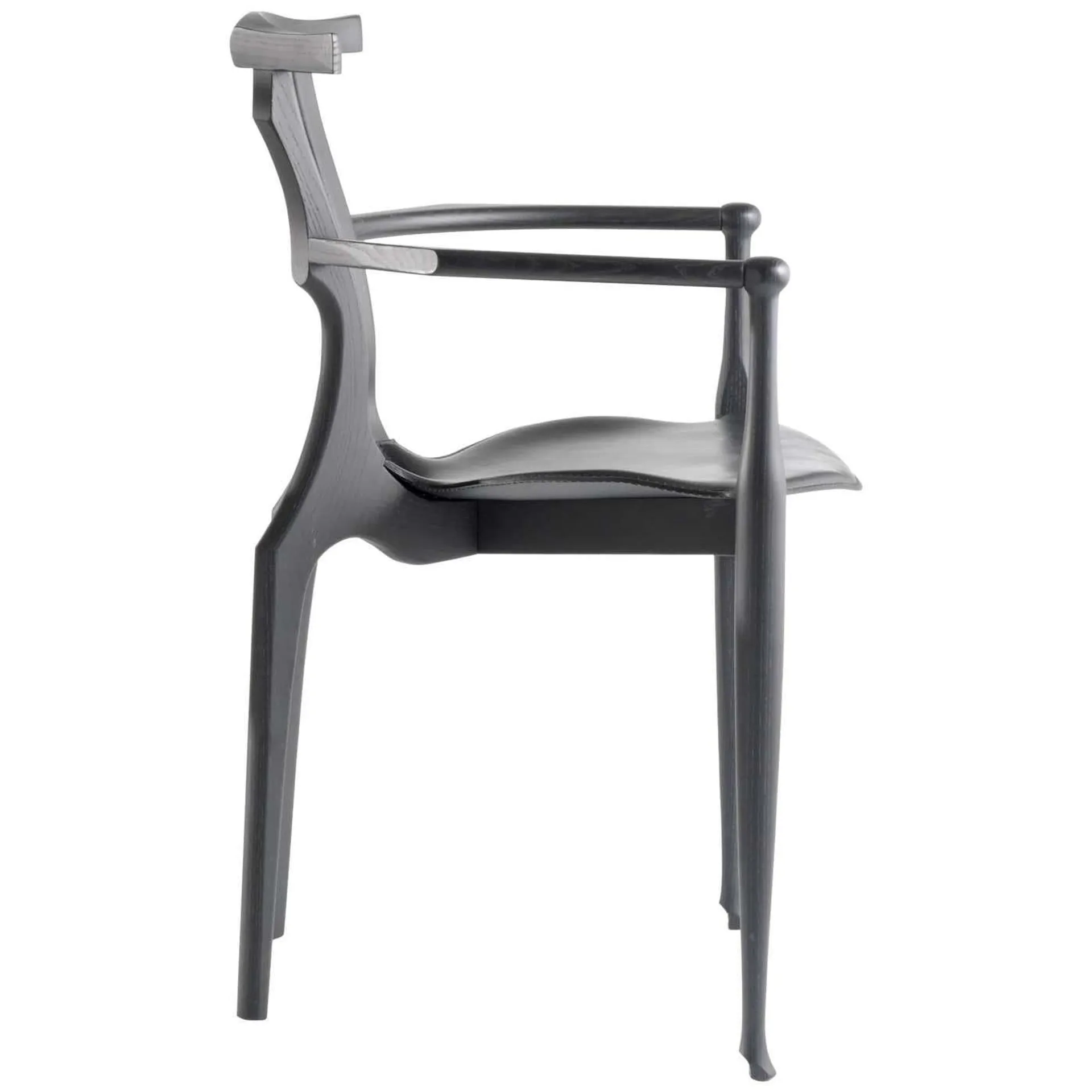 Gaulino Easy Chair occasional chair black stained ash black hide, contemporary