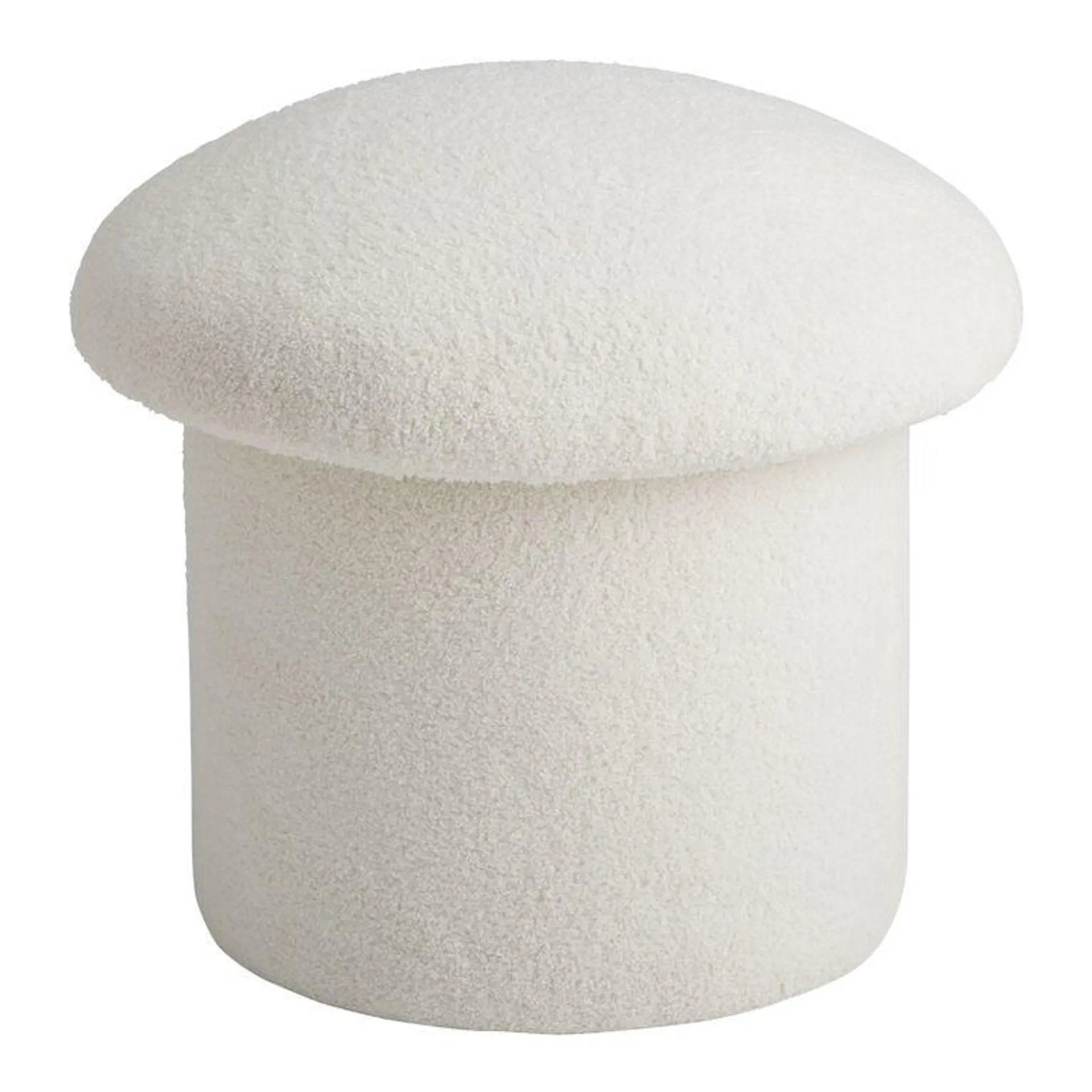 Round Faux Sherpa Mushroom Upholstered Storage Ottoman