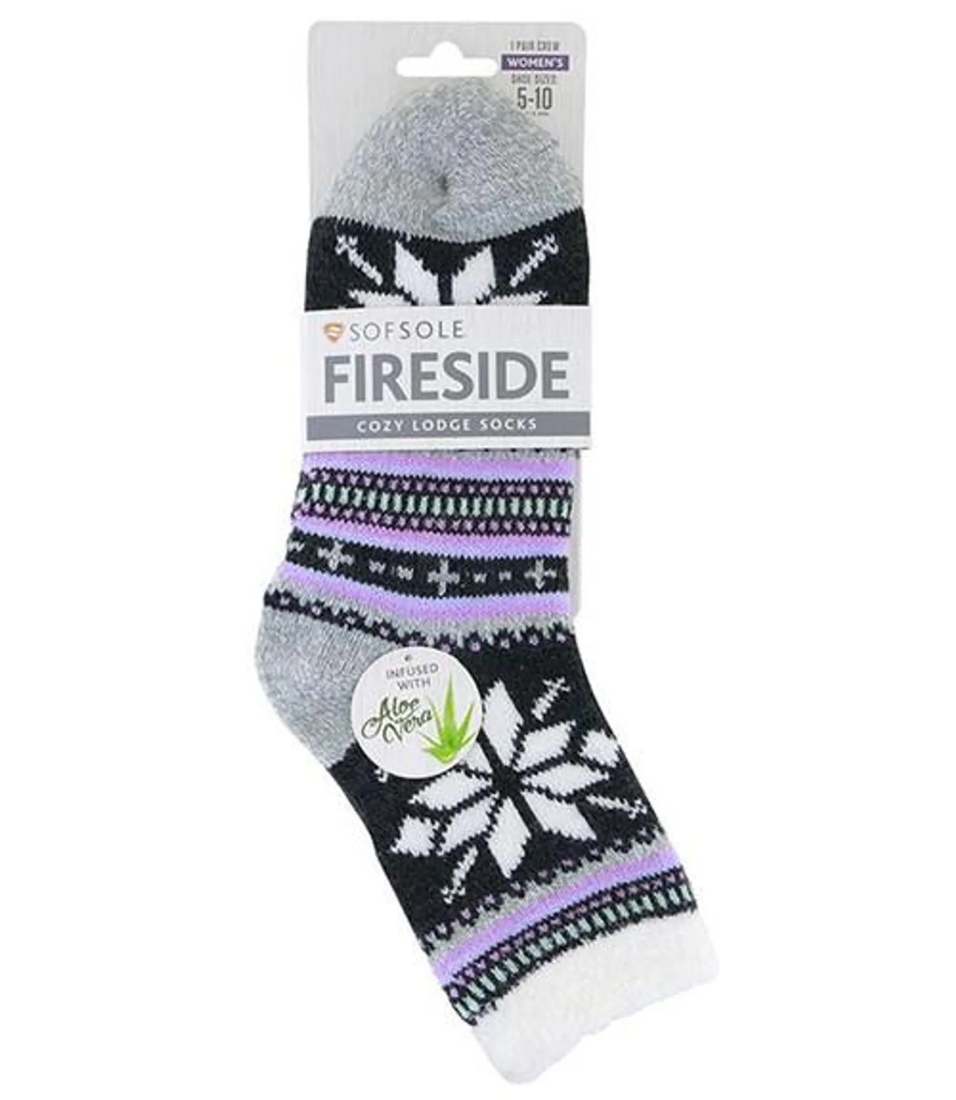 Sof Sole Fireside Indoor Lodge Socks - Charcoal Snowflake