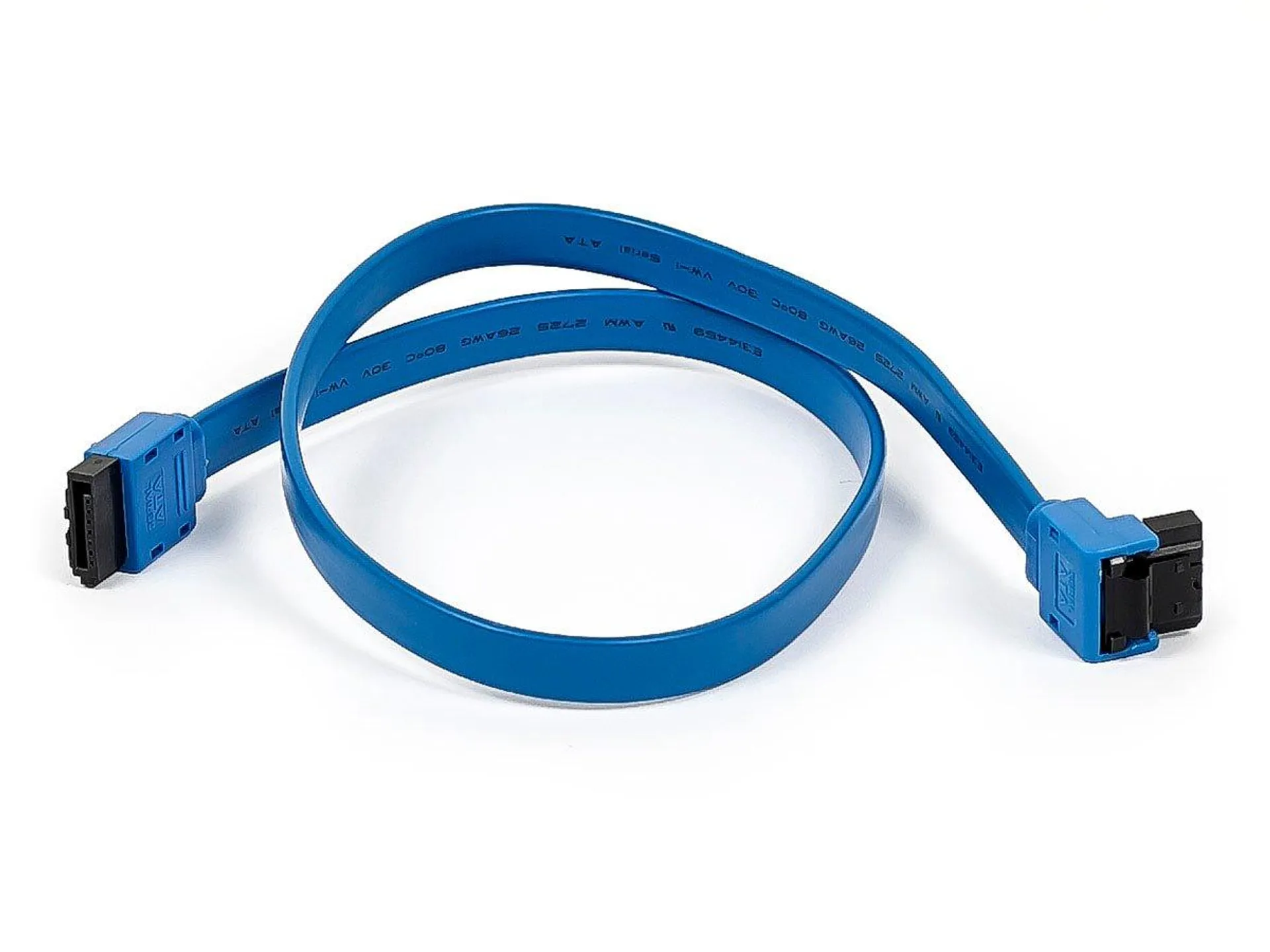 Monoprice 18in SATA 6Gbps Cable with Locking Latch (90-degree to 180-degree), Blue