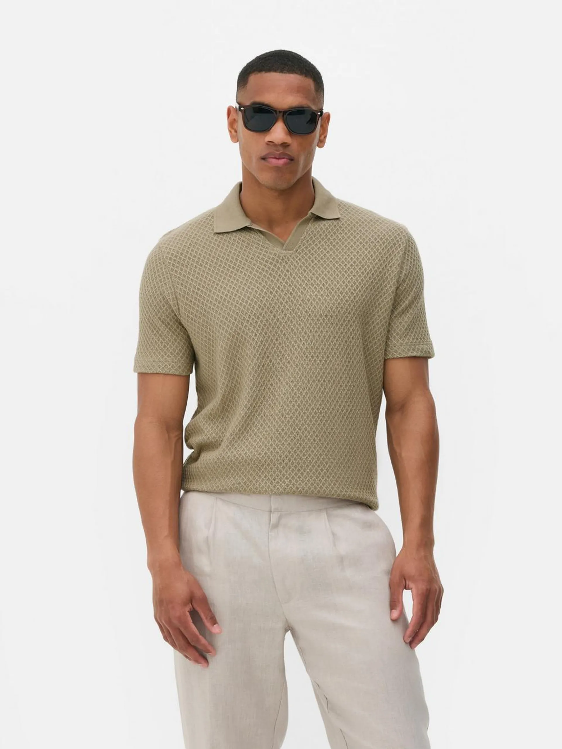 Textured Knit Polo Shirt