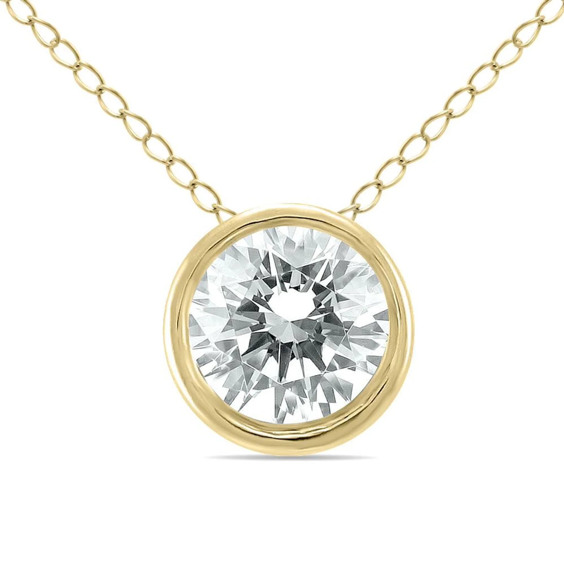 szul.com 1/3 Carat Diamond Bezel Pendant in 14K Yellow Gold