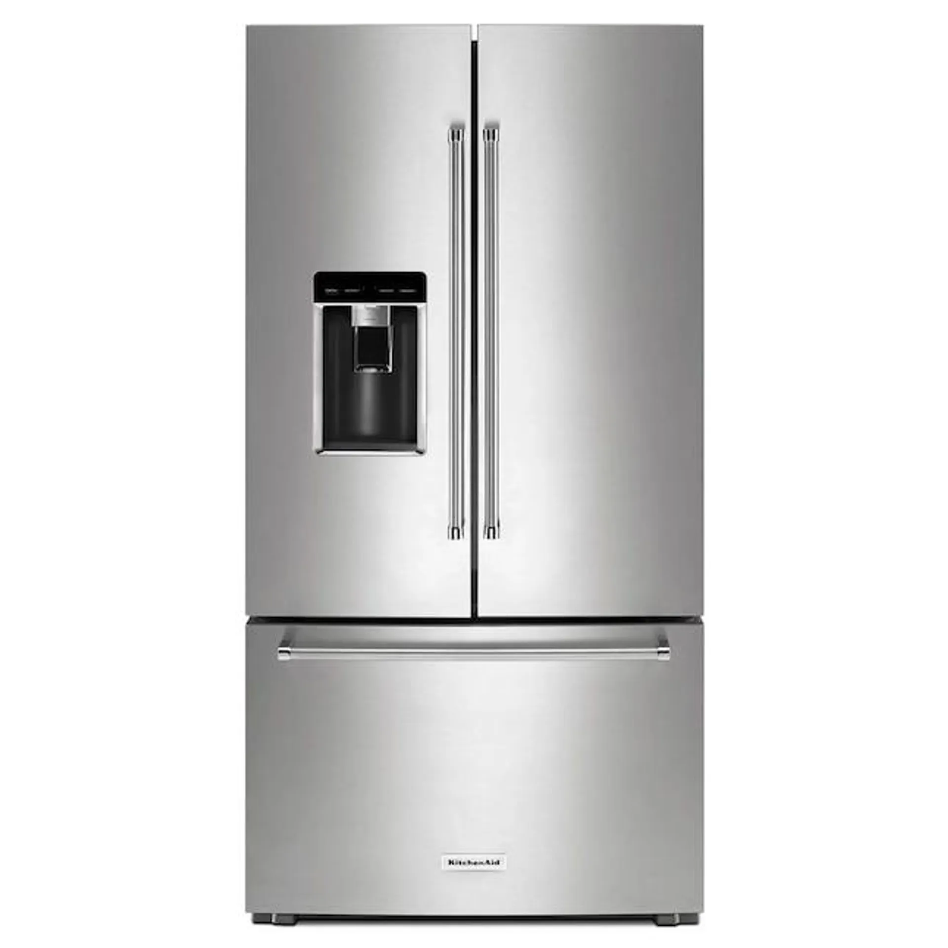 KitchenAid Counter-depth 23.8-cu ft French Door Refrigerator with Ice Maker, Water and Ice Dispenser (Stainless Steel with Printshield Finish)