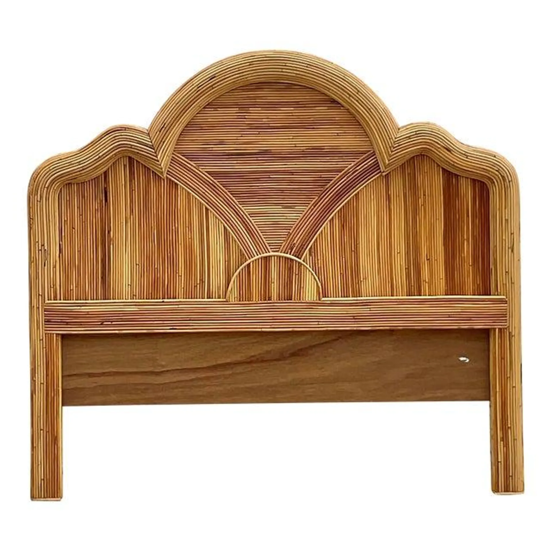 Late 20th Century Vintage Coastal Queen Pencil Reed Headboard