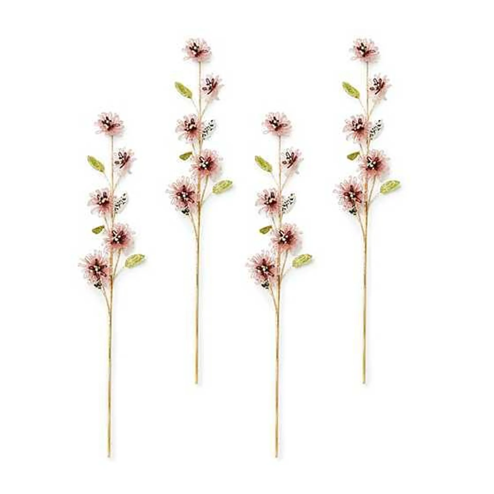 Mauve Beaded Flower Spray Stems, Set of 4